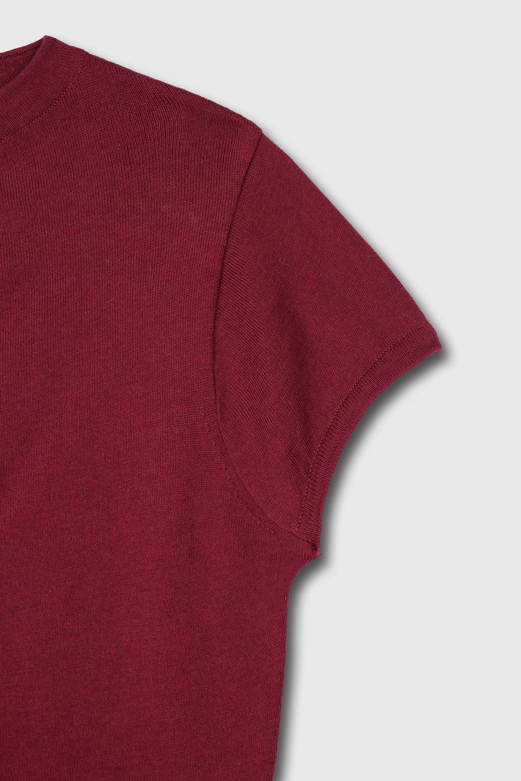 (W) SILK COTTON CAP SLEEVE CARDIGAN_ RED