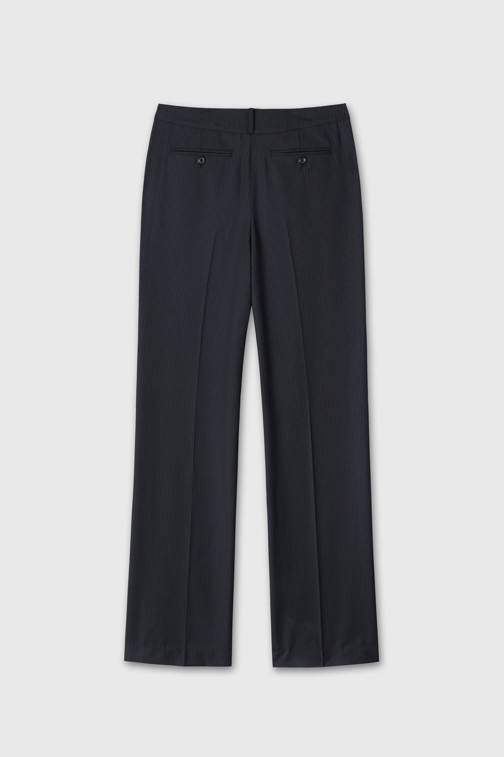 (W) WOOL STRAIGHT TROUSERS_ NAVY PINSTRIPE