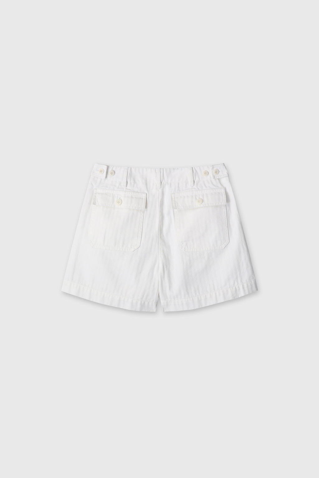 (W) GARMENT WASHED HBT FATIGUE SHORTS_ WHITE