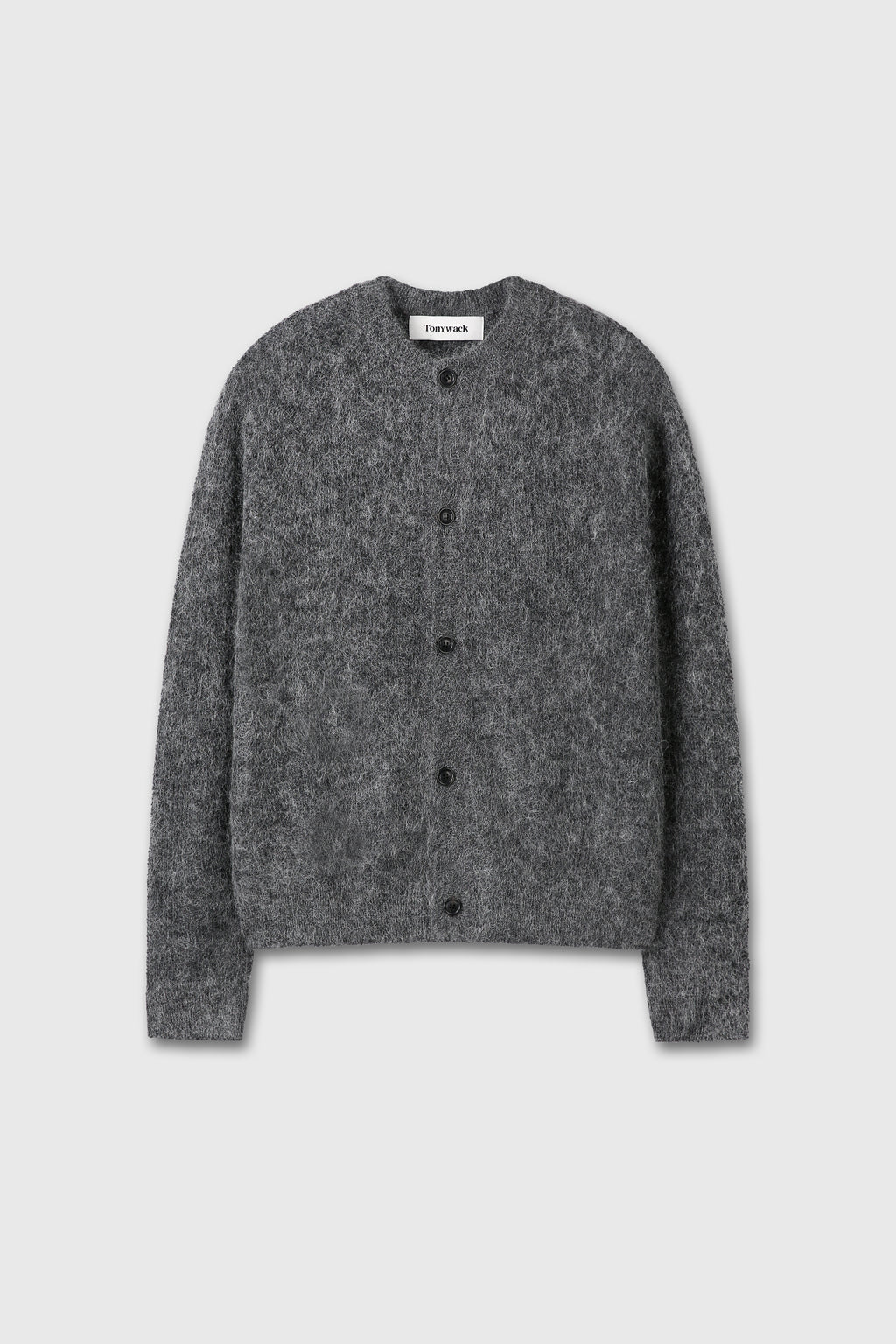 WOOL AND MOHAIR RIBBED MESH CARDIGAN_ MELANGE GREY