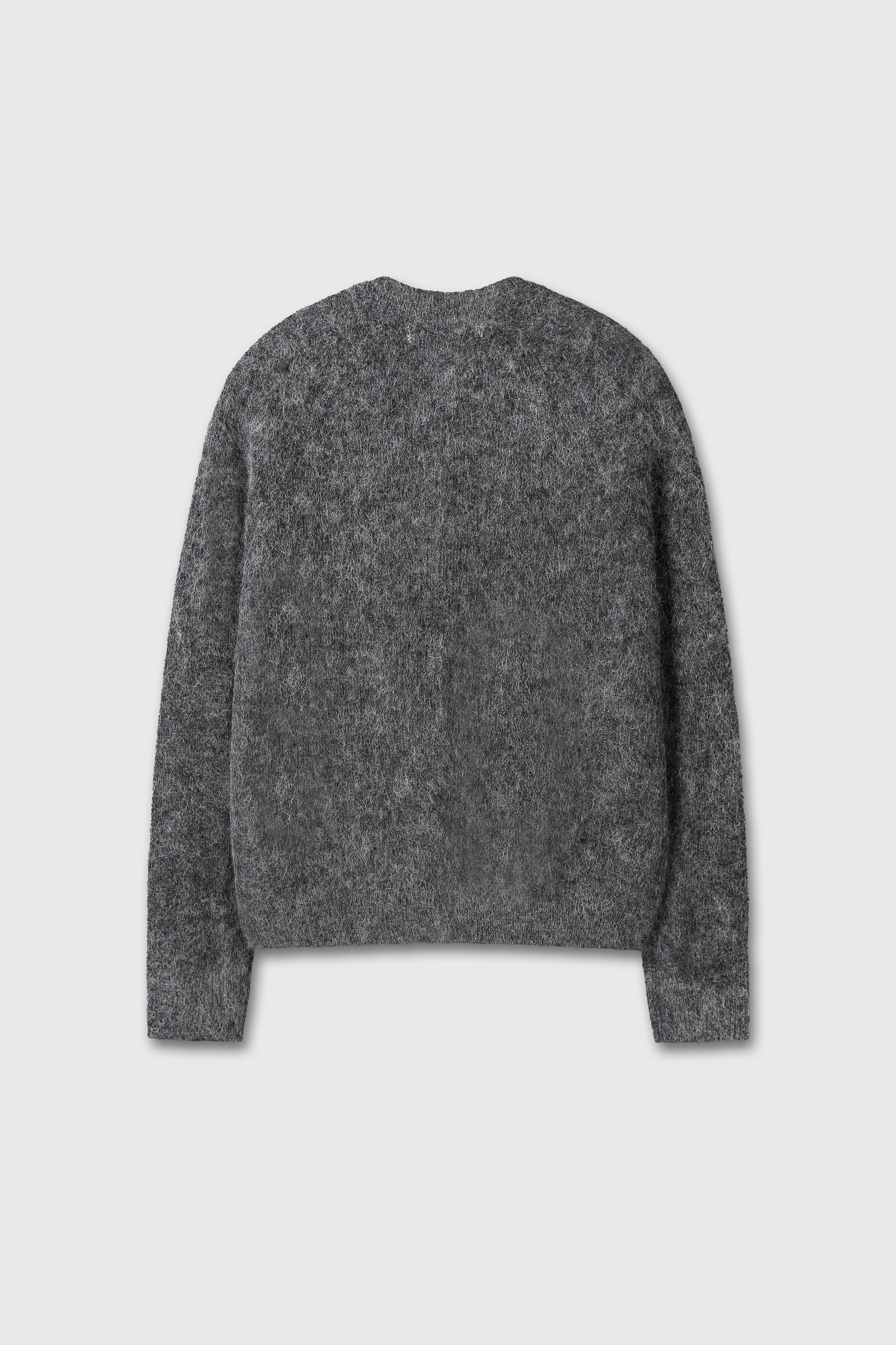 WOOL AND MOHAIR RIBBED MESH CARDIGAN_ MELANGE GREY
