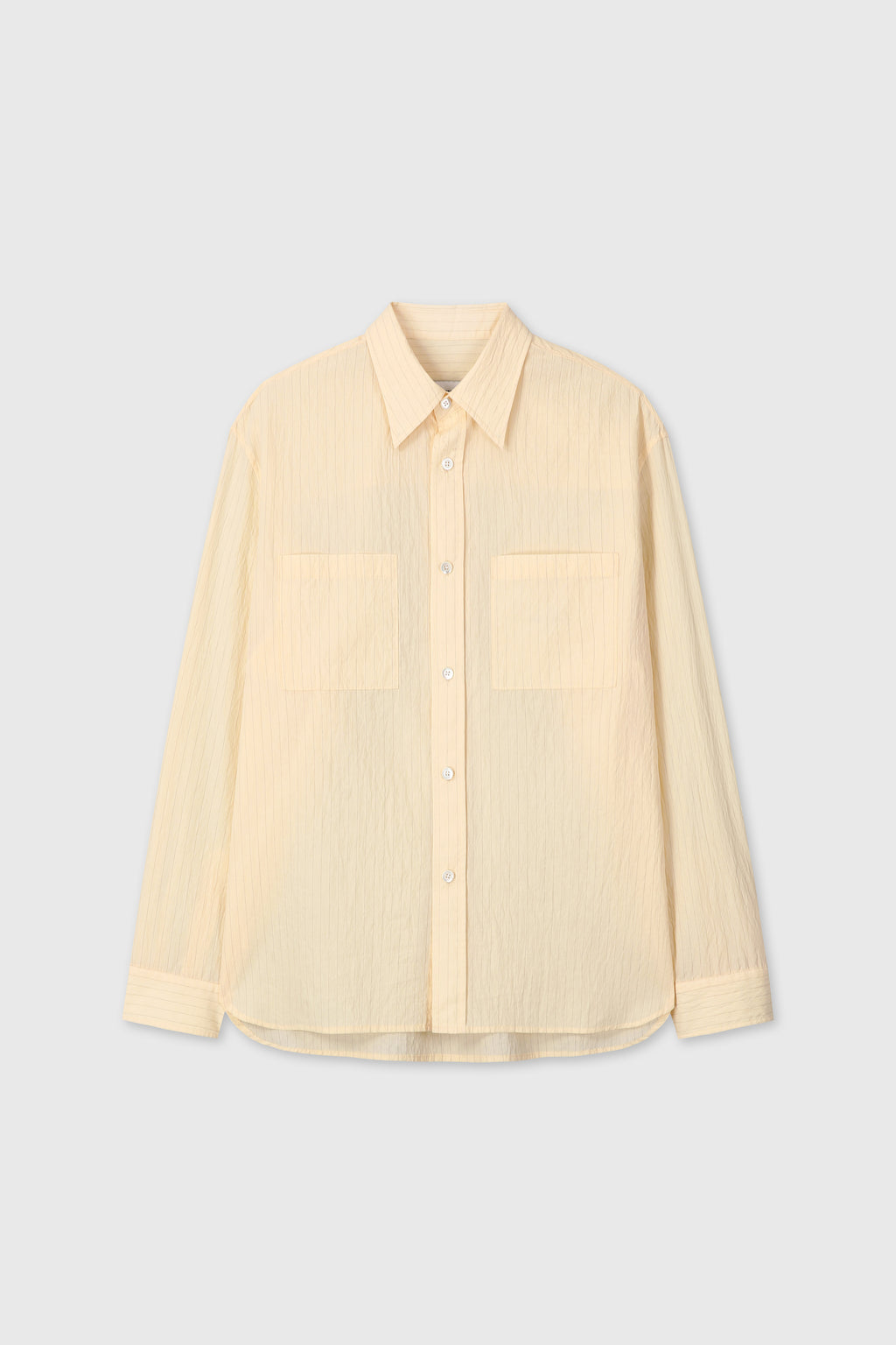 PINSTRIPED COTTON BLEND SHIRT_ PALE YELLOW