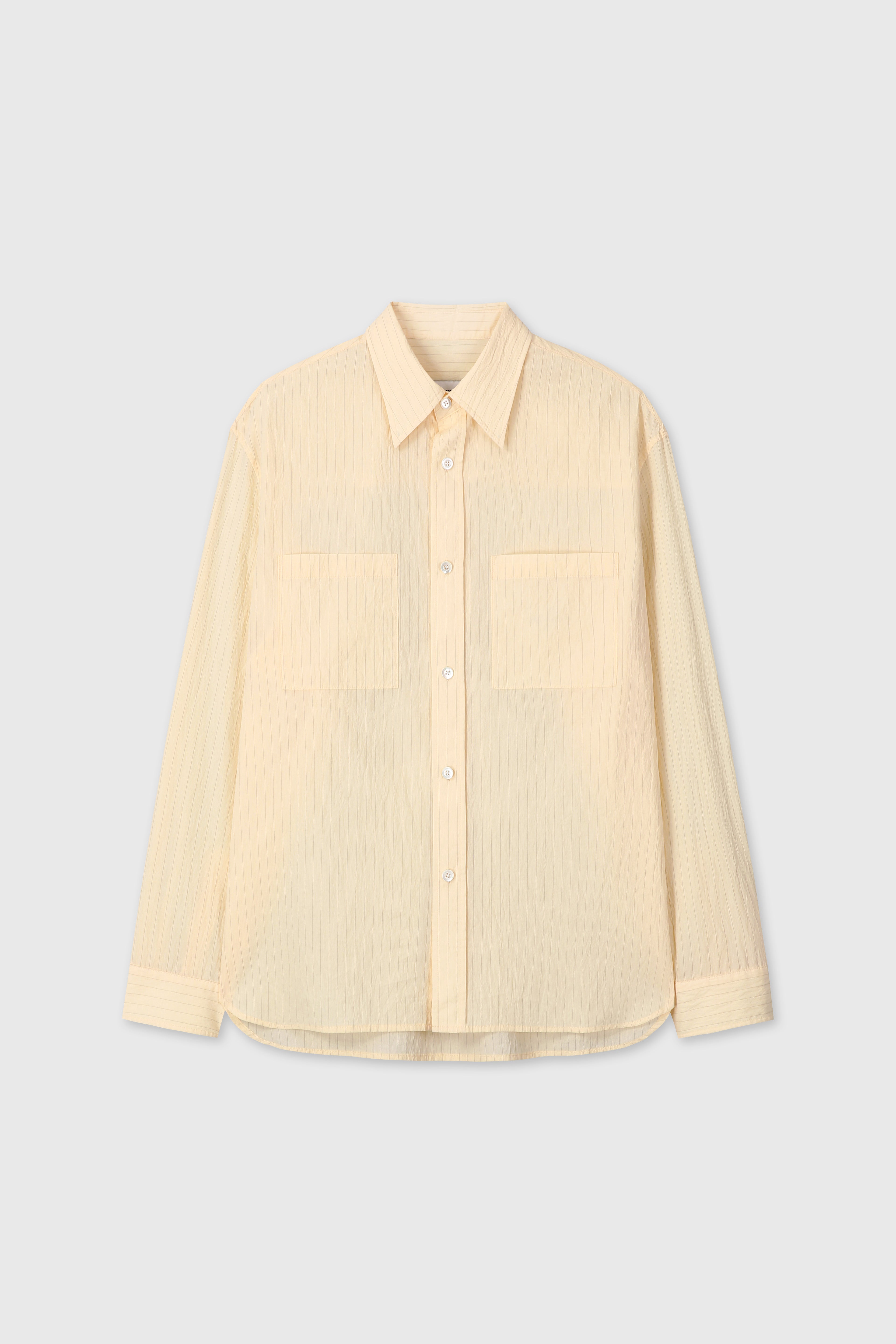 PINSTRIPED COTTON BLEND SHIRT_ PALE YELLOW