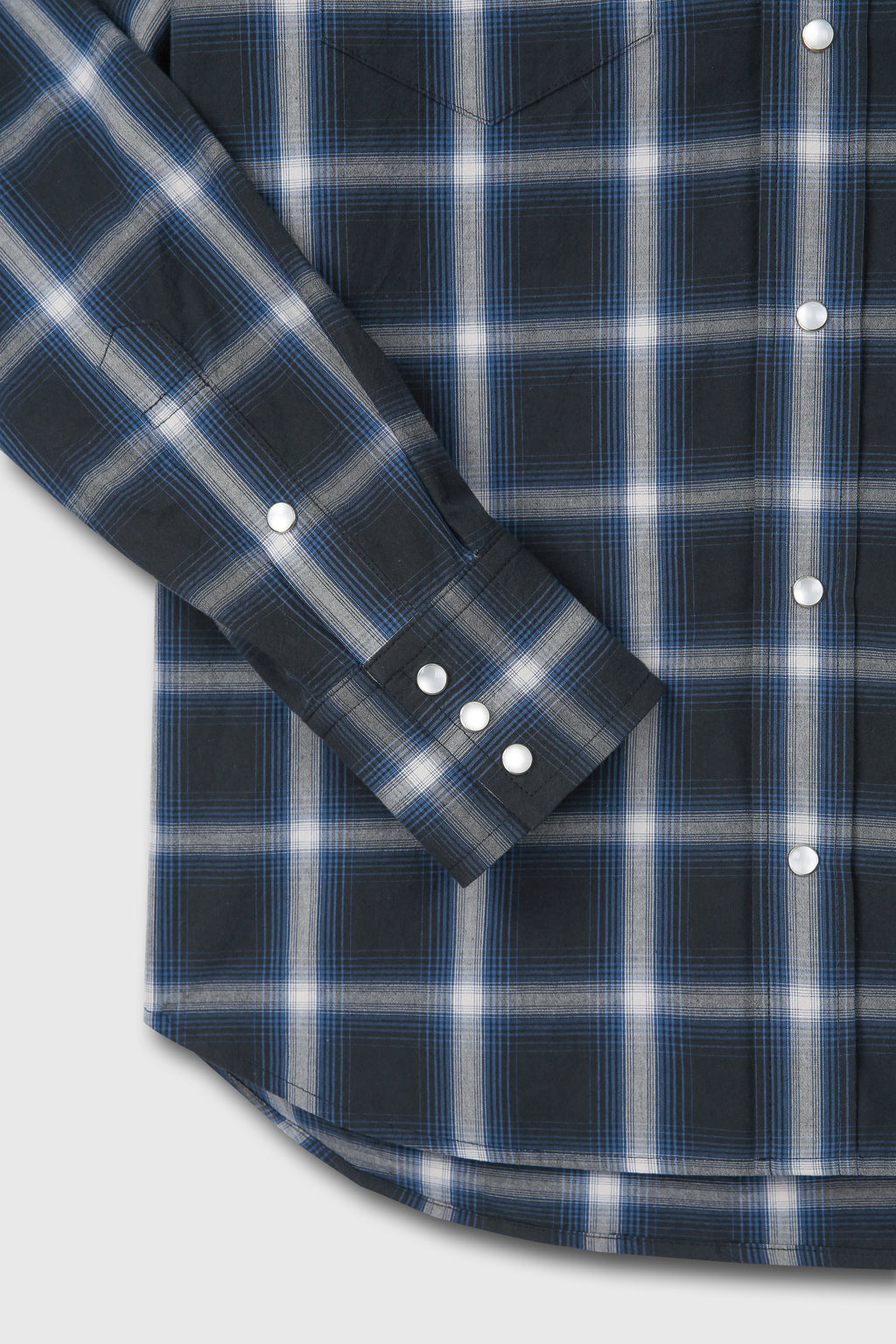 CHECKED COTTON WESTERN SHIRT (JAPANESE FABRIC)_ NAVY/WHITE