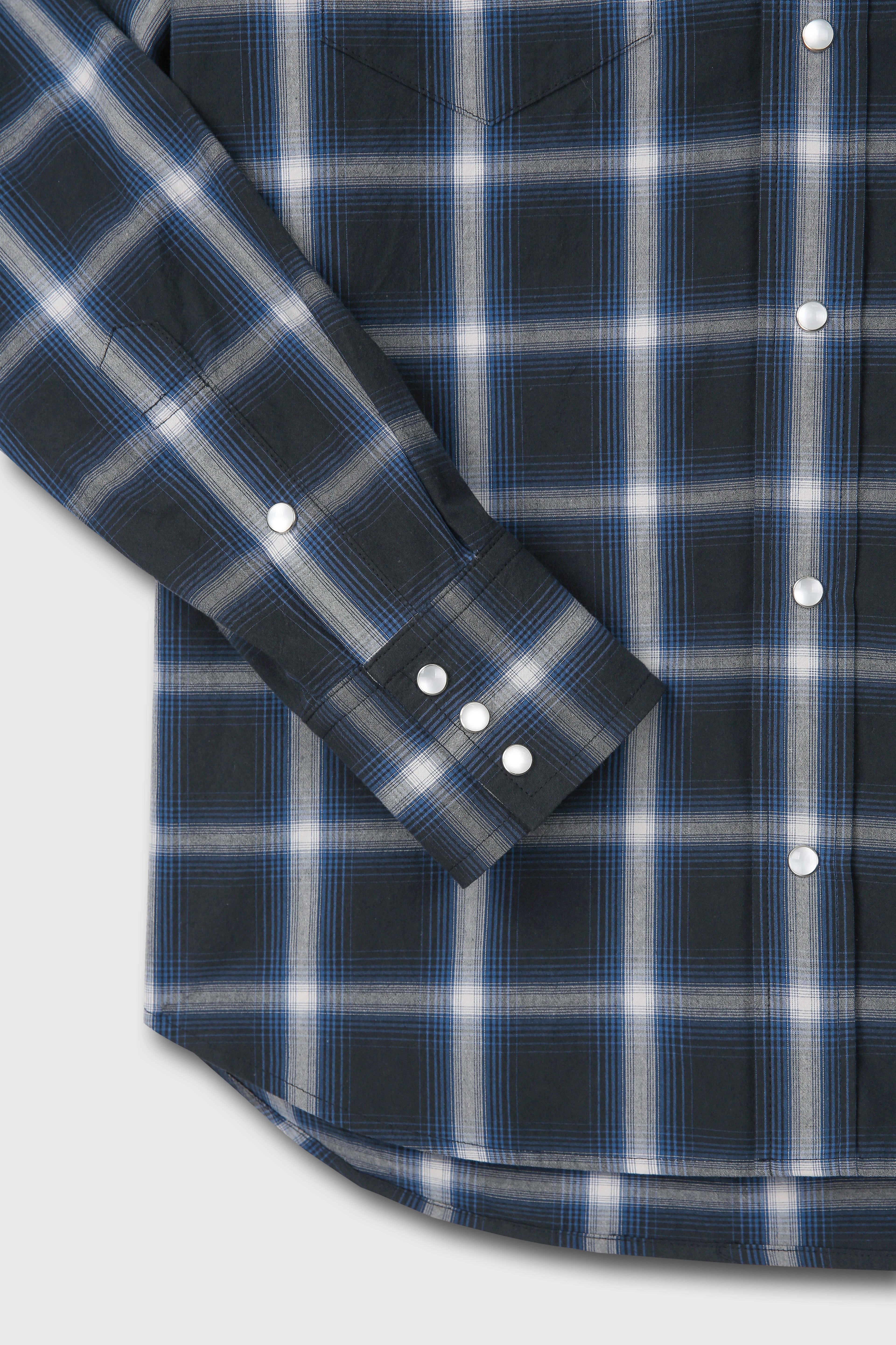 CHECKED COTTON WESTERN SHIRT (JAPANESE FABRIC)_ NAVY/WHITE