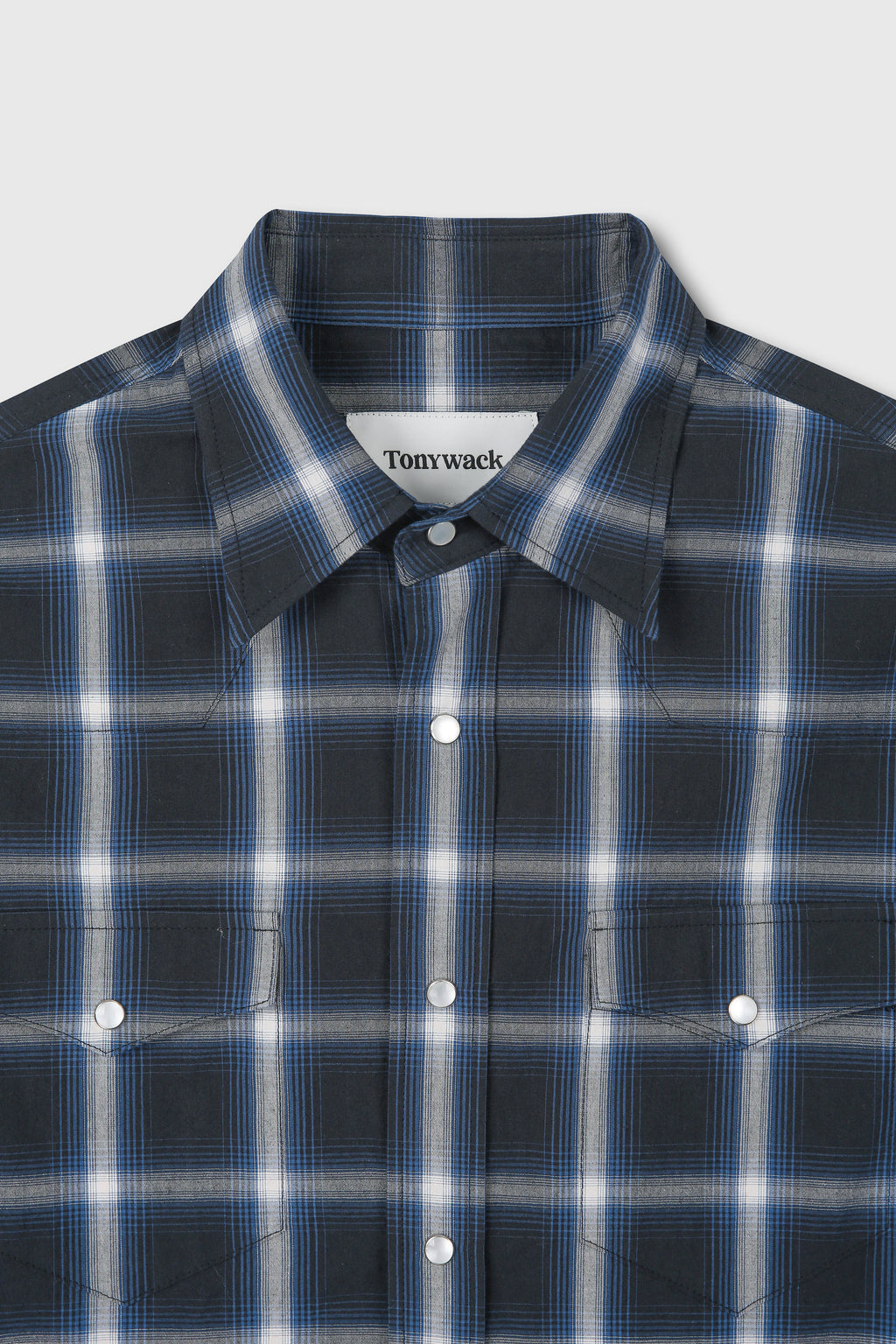 CHECKED COTTON WESTERN SHIRT (JAPANESE FABRIC)_ NAVY/WHITE