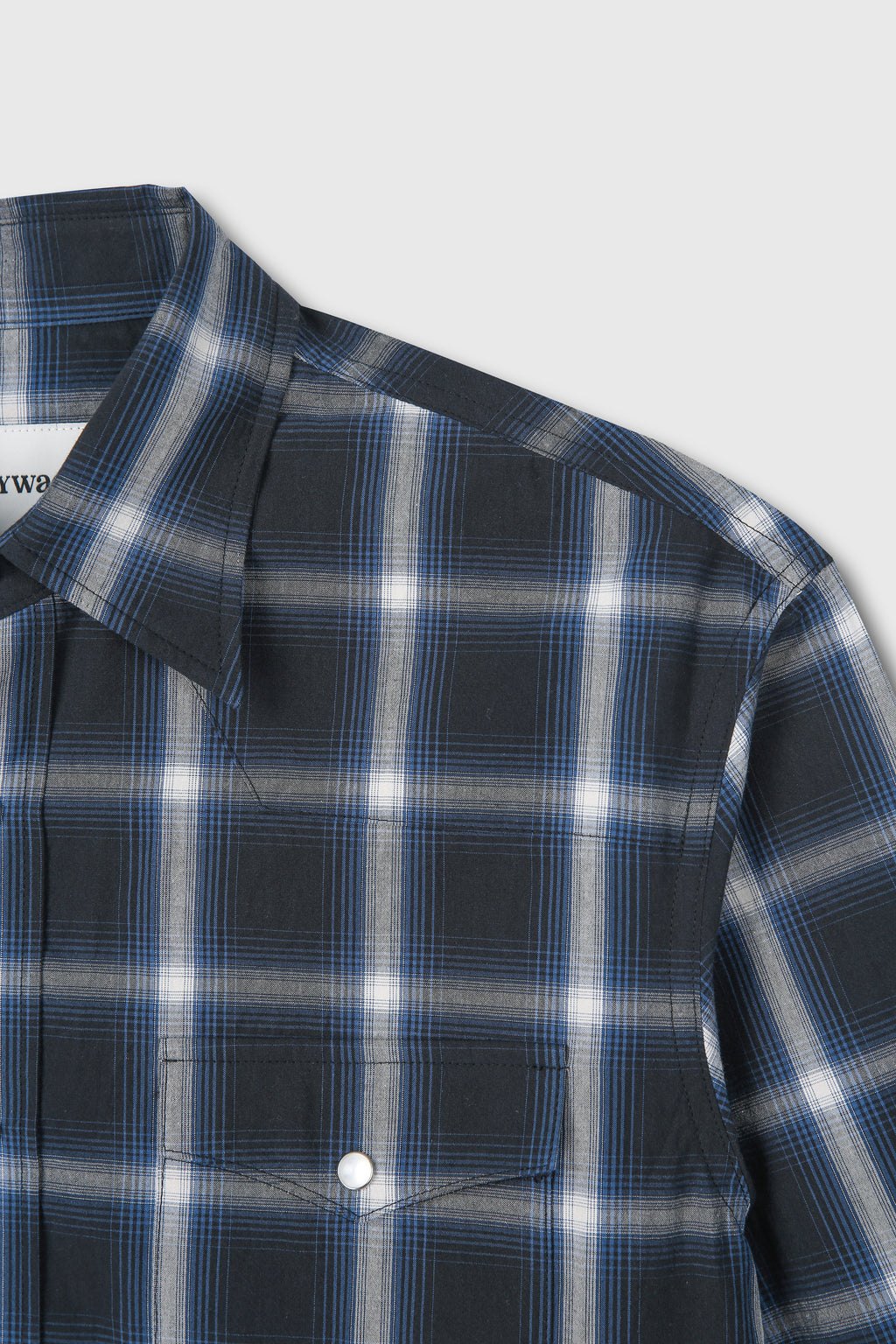 CHECKED COTTON WESTERN SHIRT (JAPANESE FABRIC)_ NAVY/WHITE