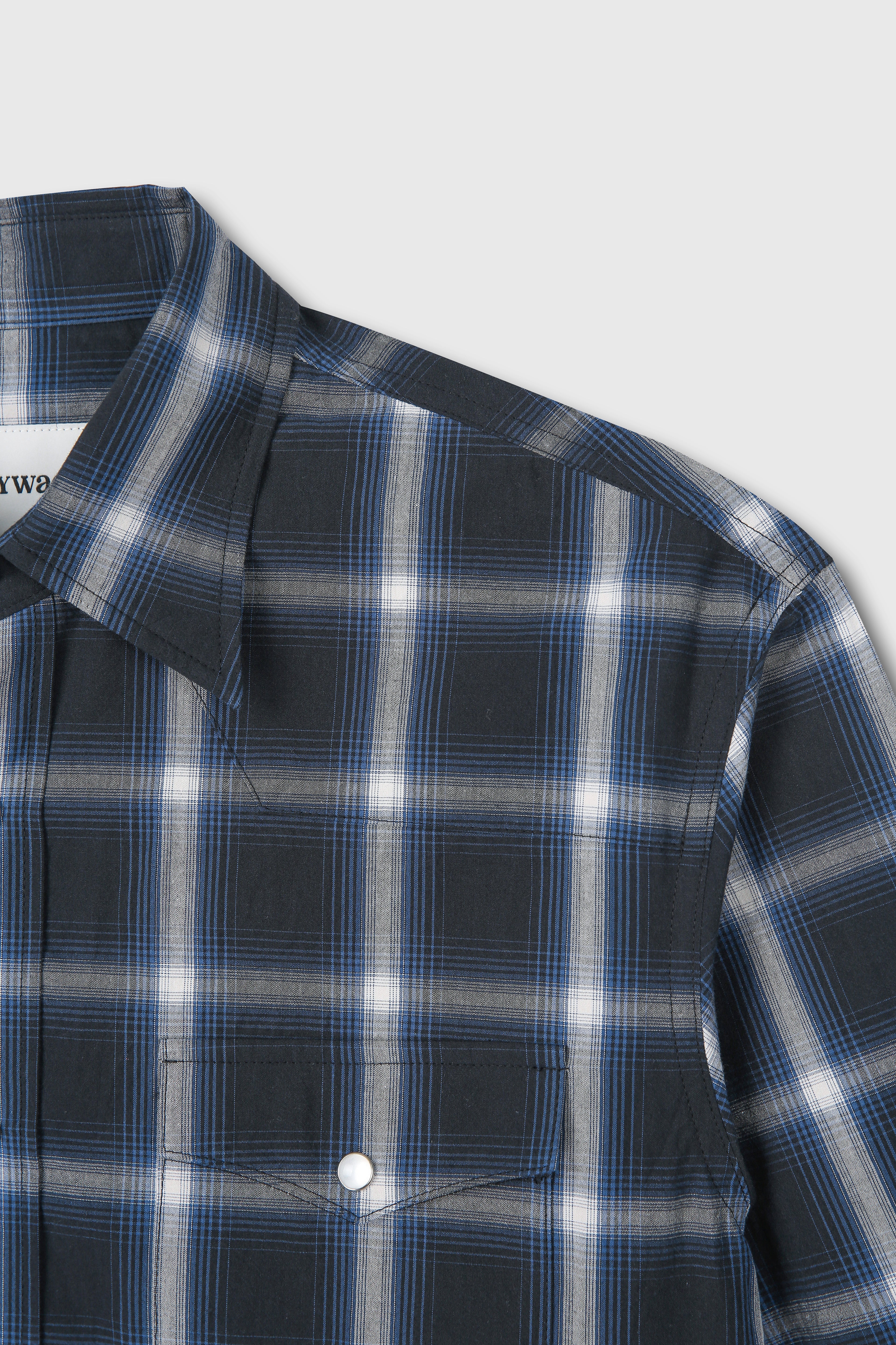 CHECKED COTTON WESTERN SHIRT (JAPANESE FABRIC)_ NAVY/WHITE