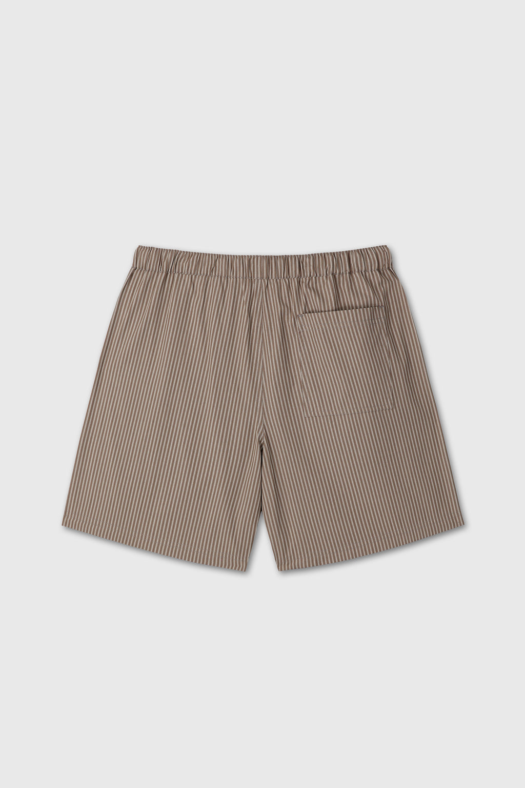 STRIPED COTTON LOUNGE SHORTS_ OLIVE BROWN