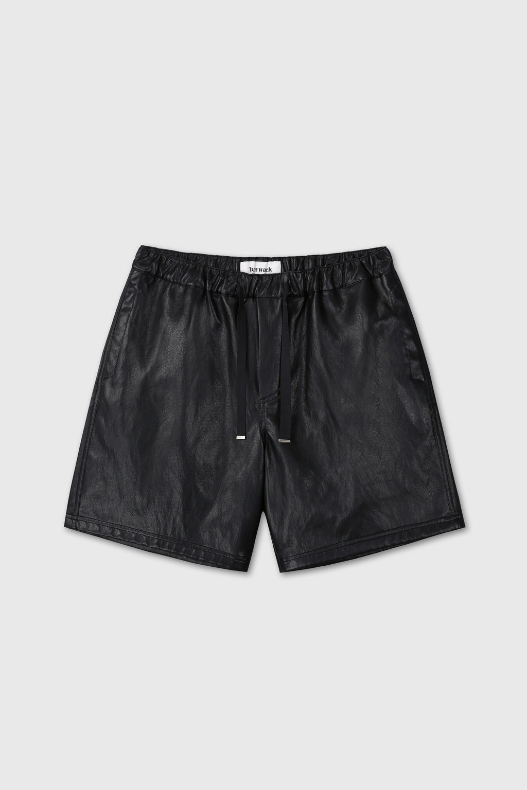 FAUX LEATHER LOUNGE SHORTS_  BLACK