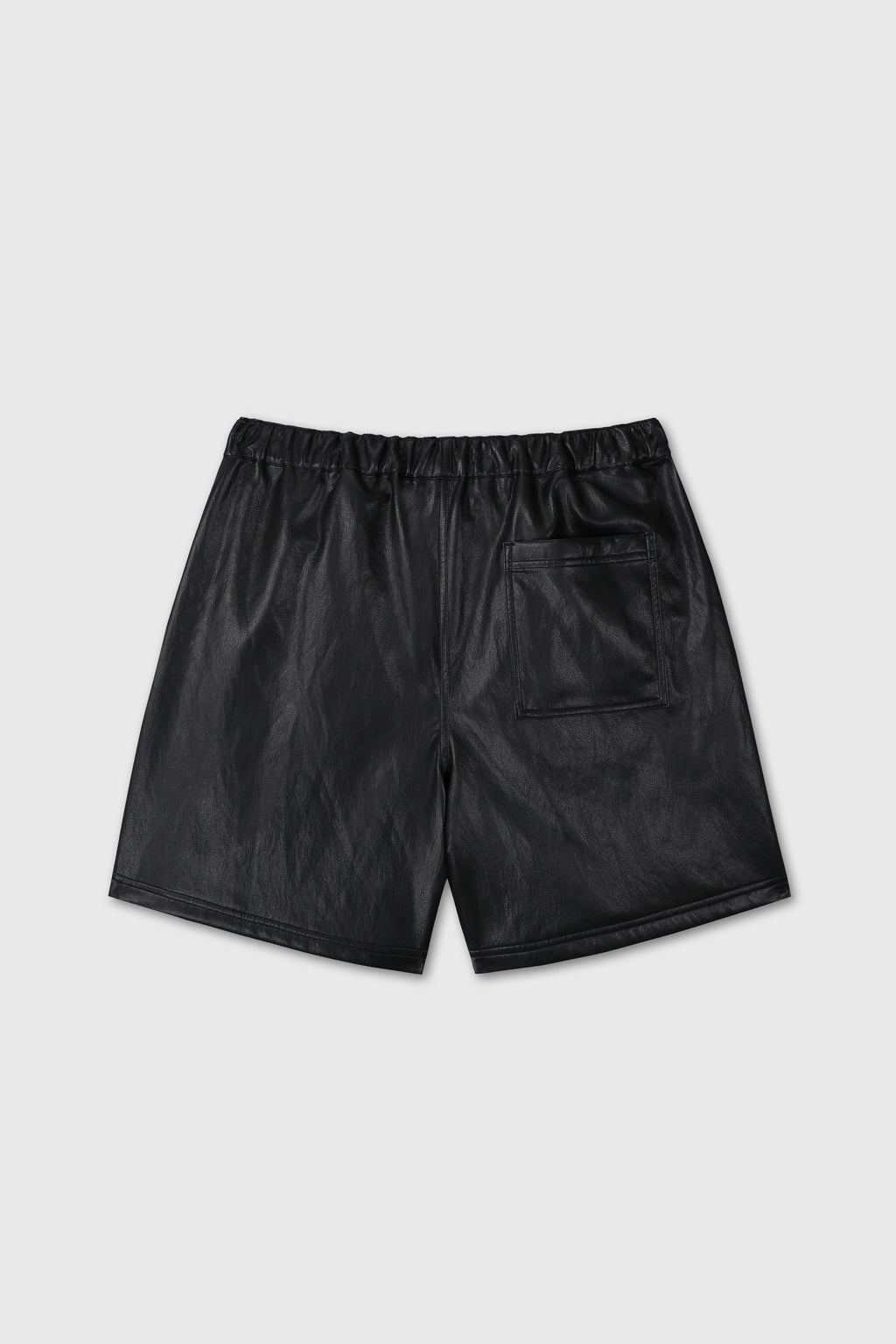 FAUX LEATHER LOUNGE SHORTS_  BLACK