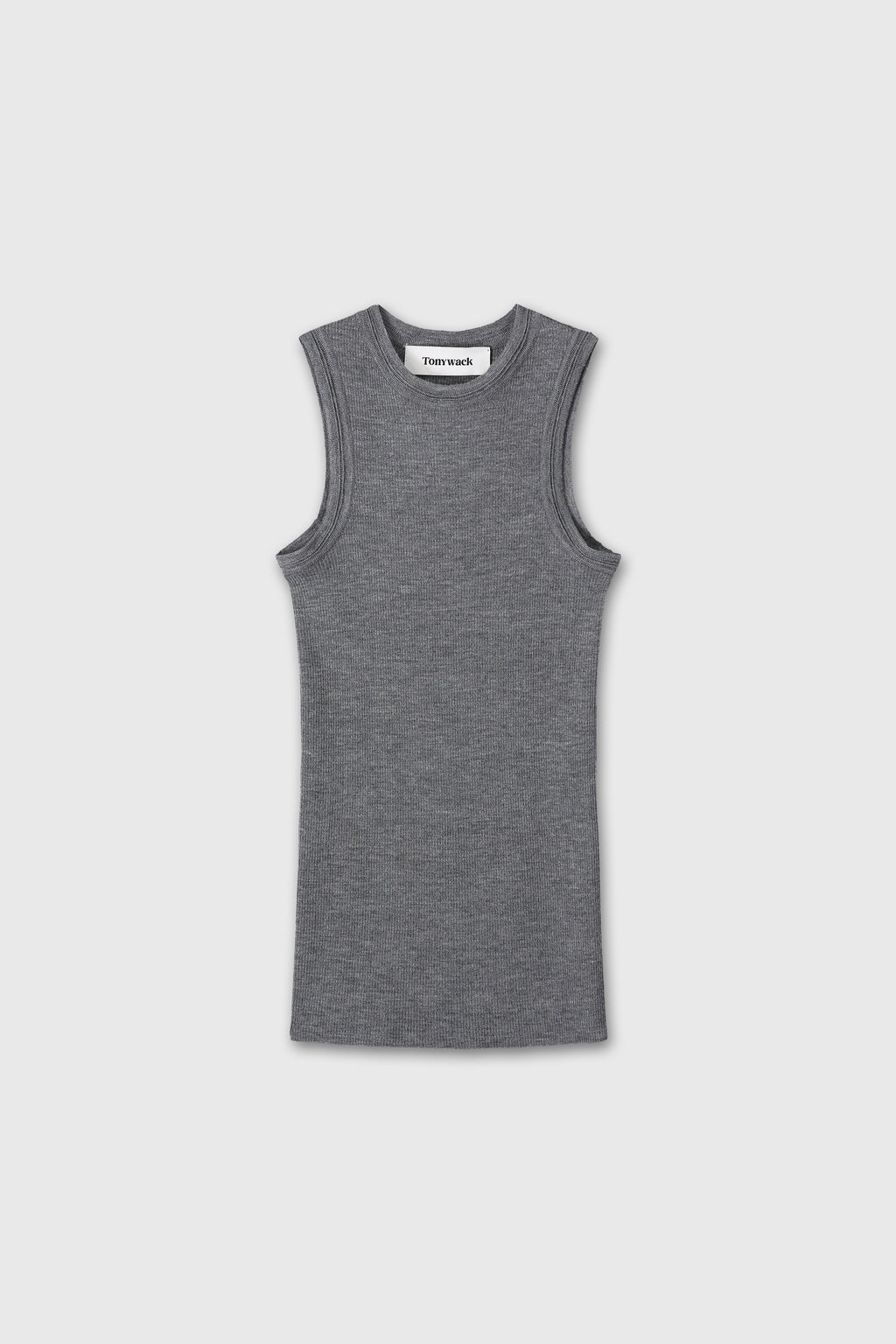 (W) WOOL CASHMERE RIBBED TANK TOP_ DARK GREY