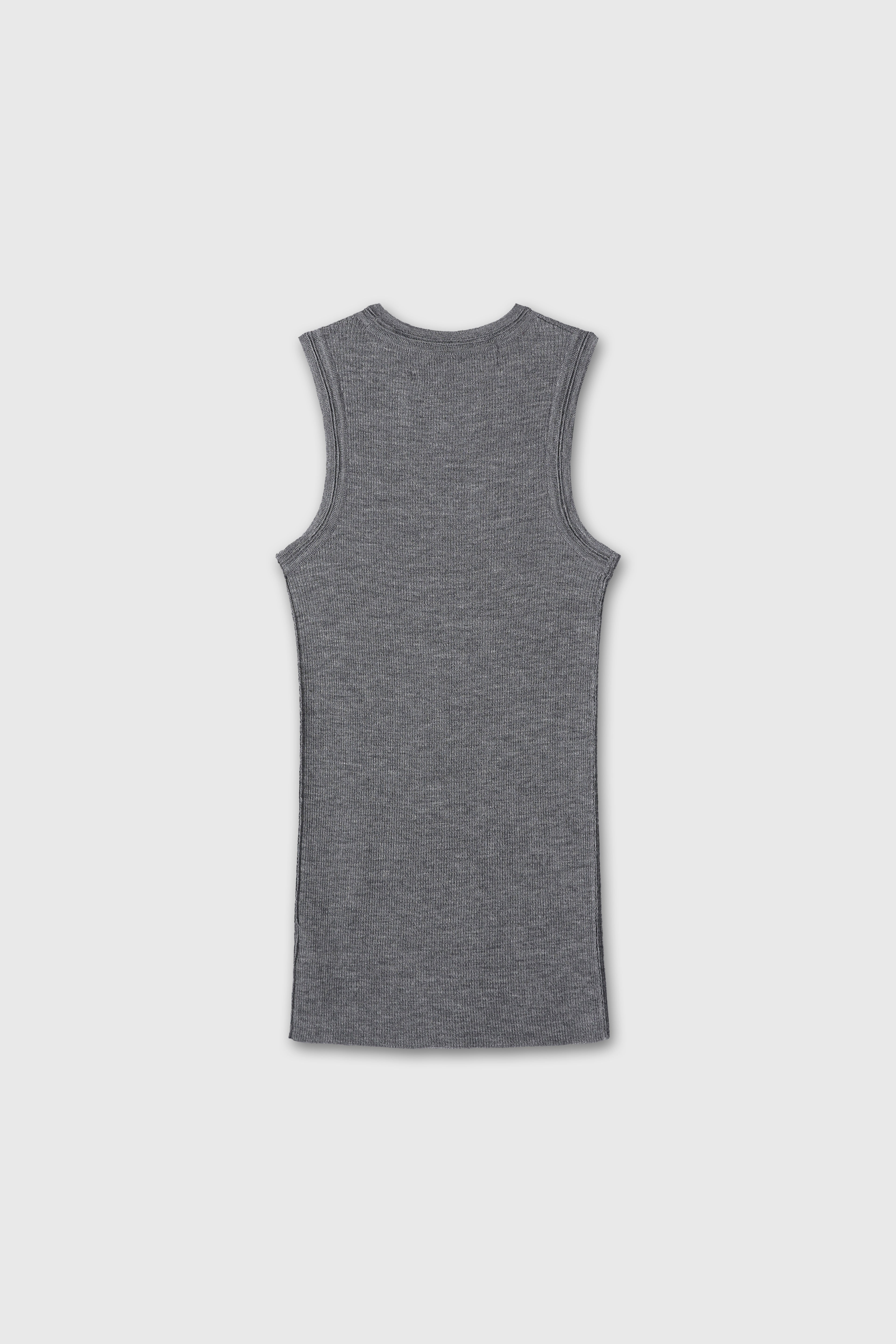 (W) WOOL CASHMERE RIBBED TANK TOP_ DARK GREY