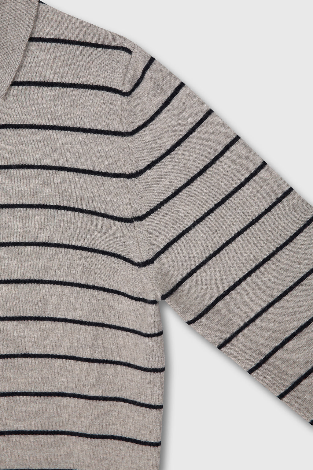 SUPER FINE WOOL STRIPE POLO KNIT_ BEIGE/NAVY