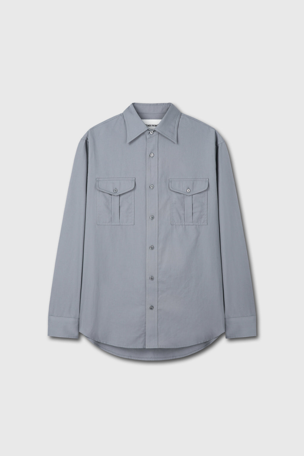 SAND-WASHED COTTON OFFICER SHIRT_ PALE BLUE