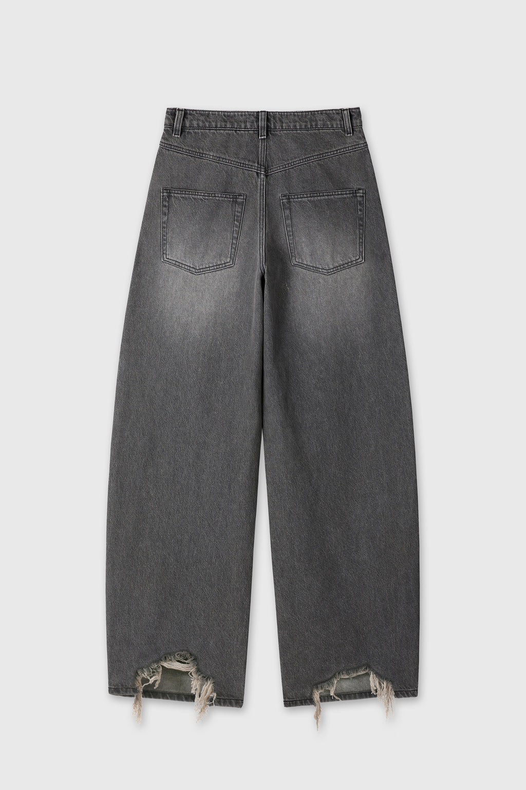 (W) DISTRESSED WIDE-LEG DENIM JEANS_ WASHED BLACK