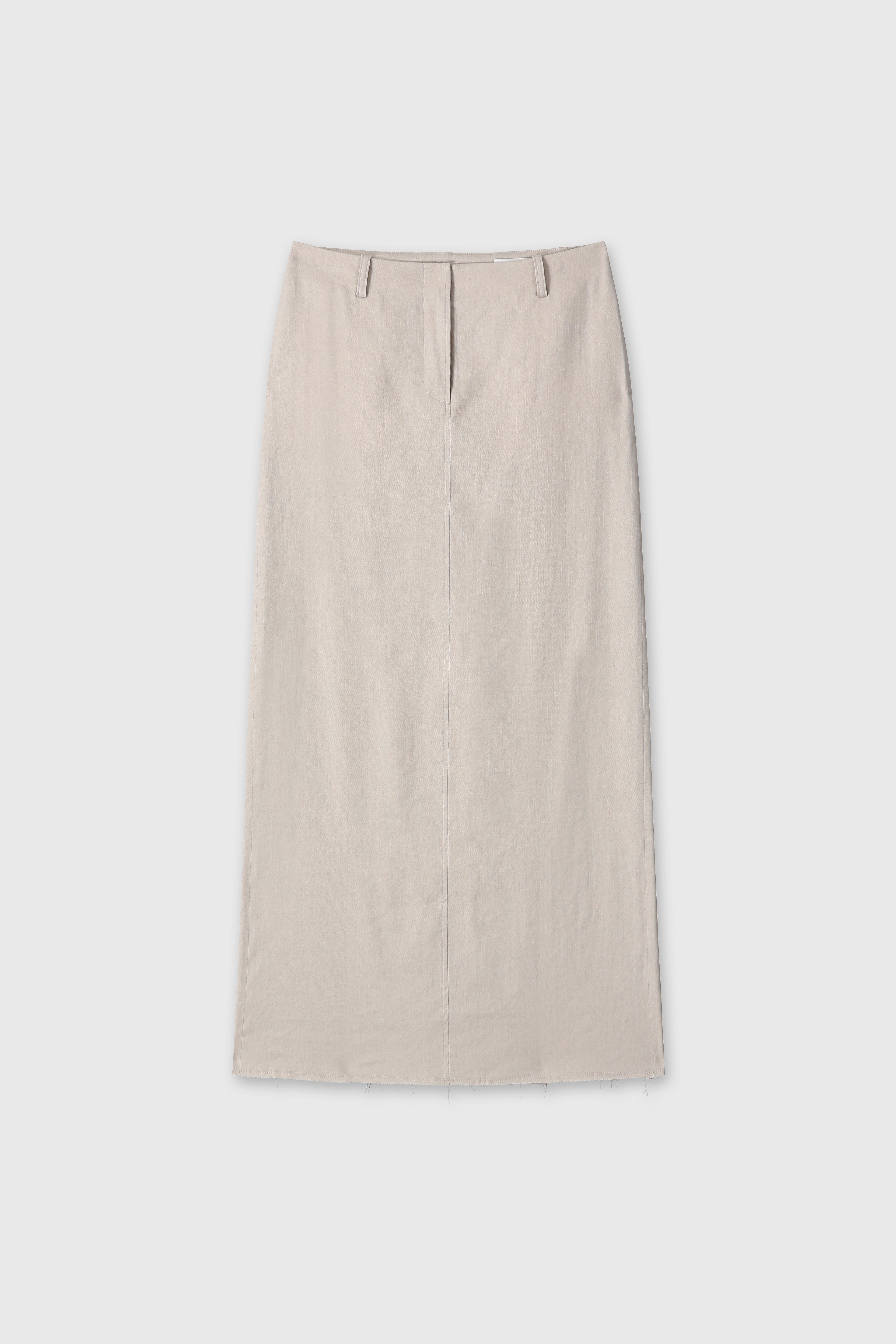 (W) LINEN RELAXED MAXI SKIRT_ SAND