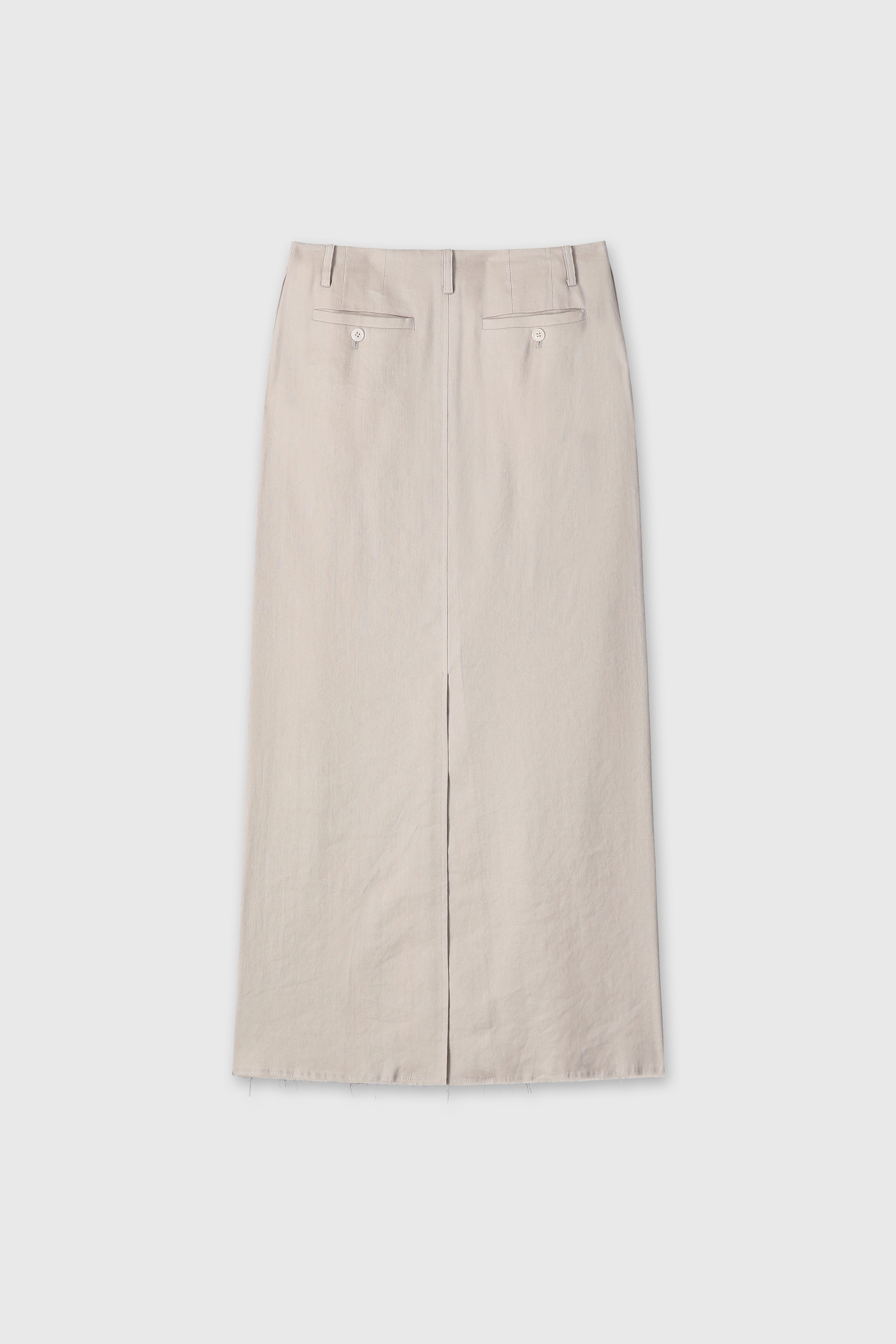 (W) LINEN RELAXED MAXI SKIRT_ SAND