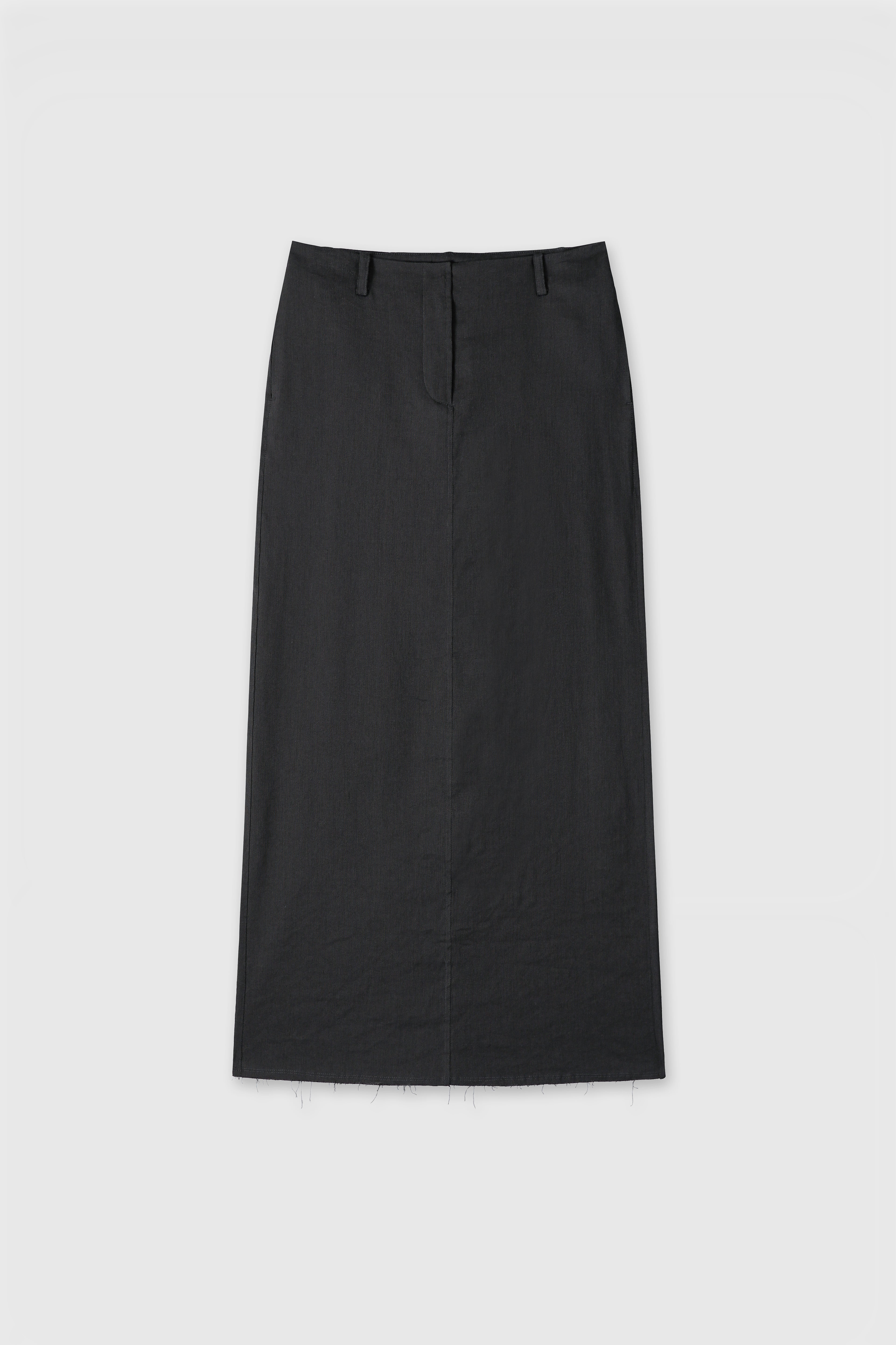 (W) LINEN RELAXED MAXI SKIRT_ VINTAGE CARBON