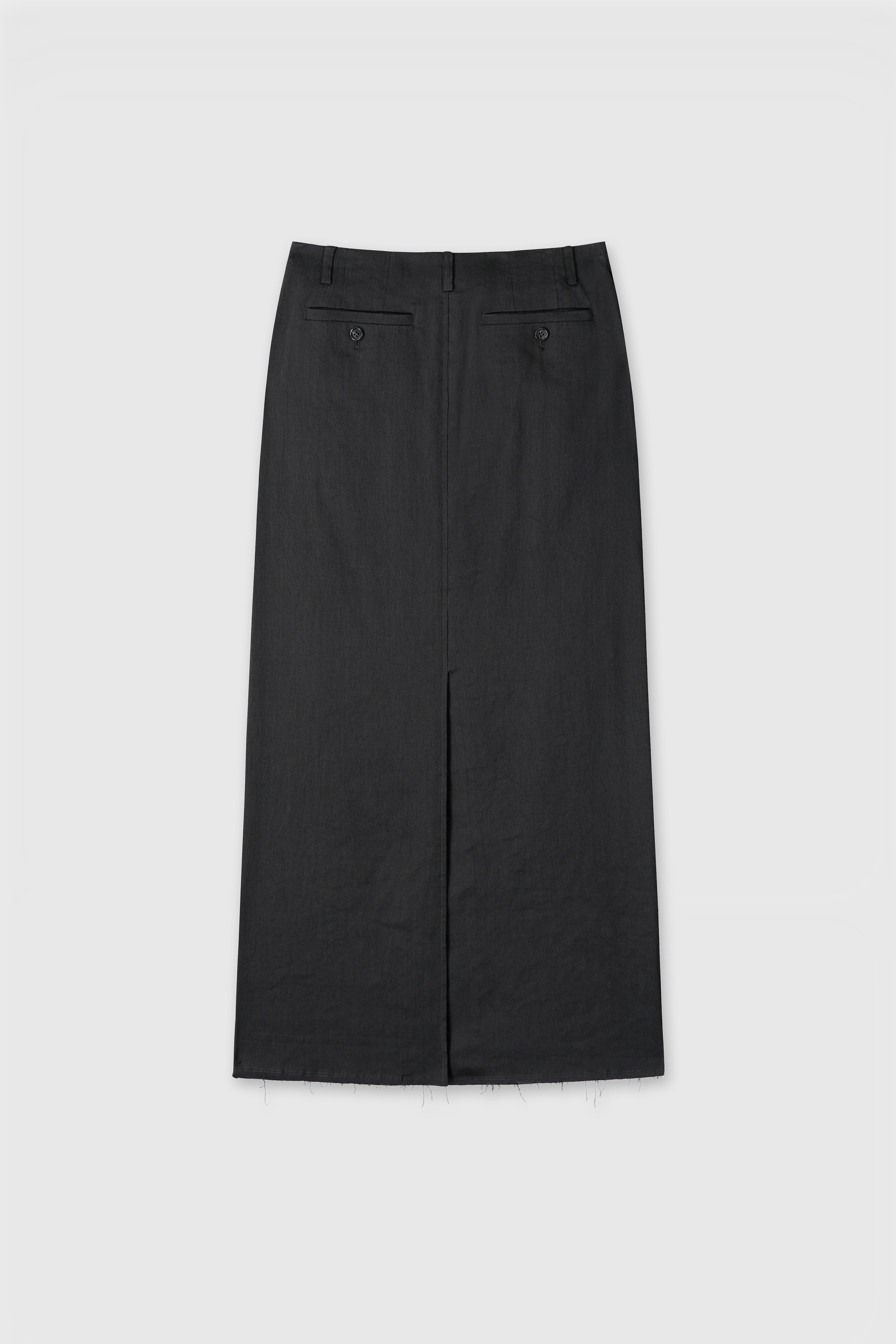 (W) LINEN RELAXED MAXI SKIRT_ VINTAGE CARBON