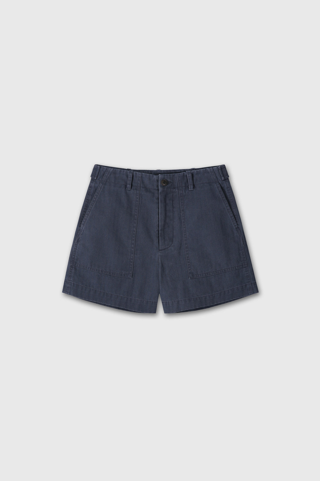 (W) GARMENT WASHED HBT FATIGUE SHORTS_ FADED NAVY