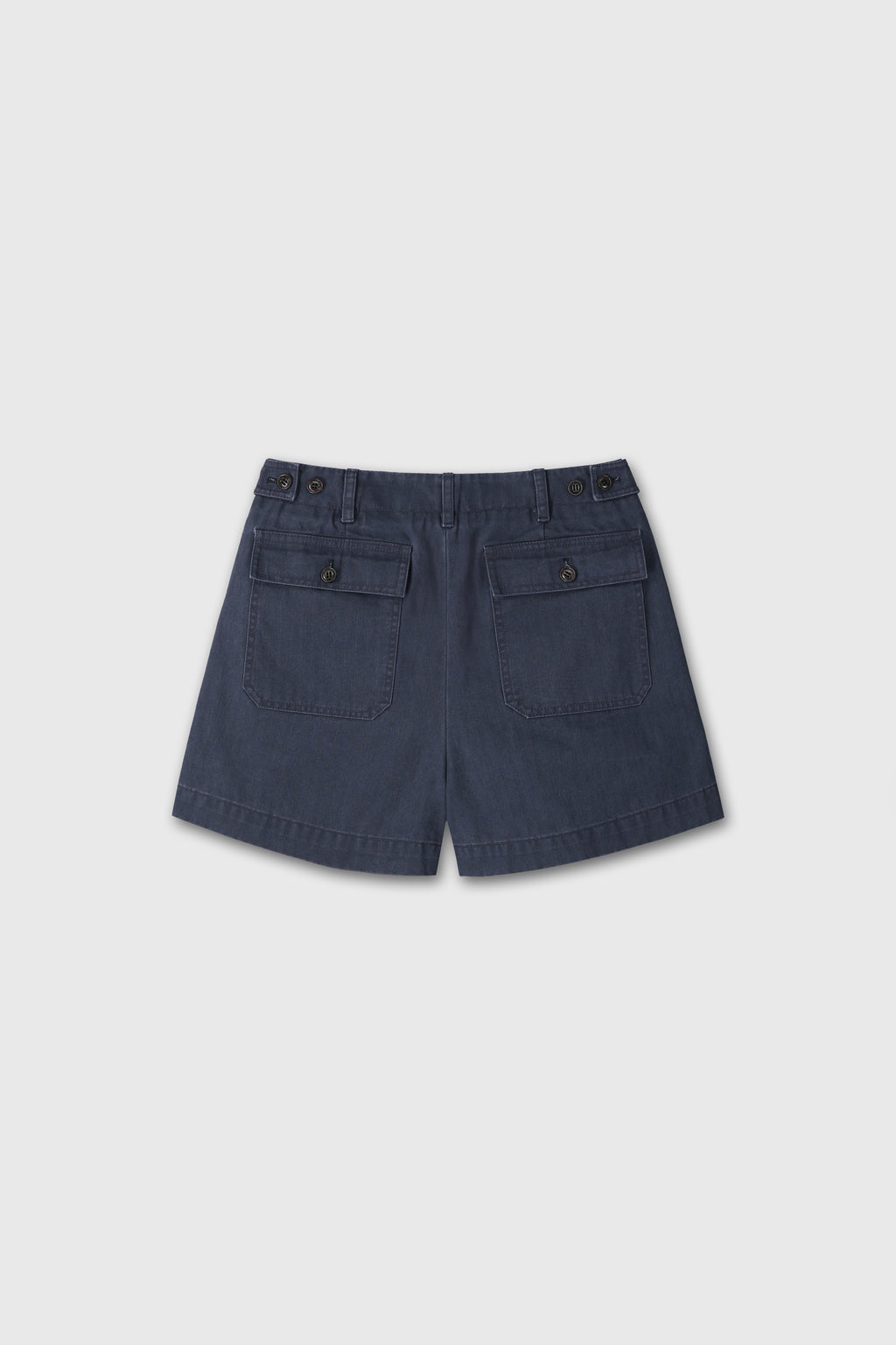 (W) GARMENT WASHED HBT FATIGUE SHORTS_ FADED NAVY