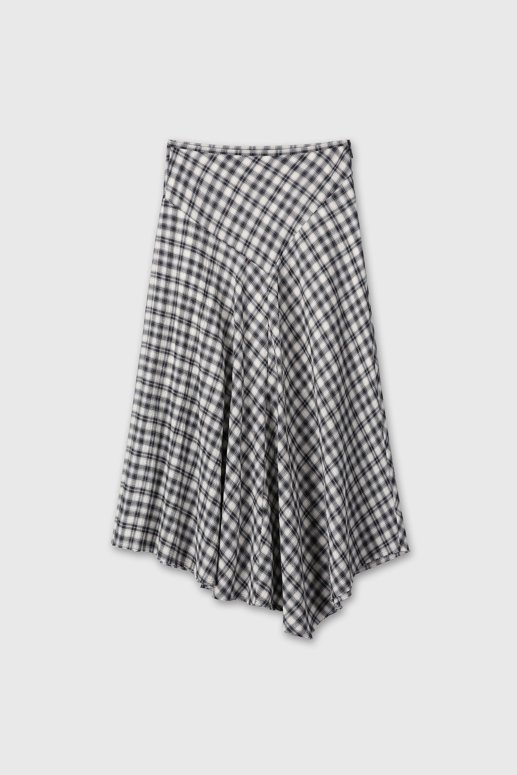 (W) COTTON CHECK PATCHWORK SKIRT_ BLACK CHECK