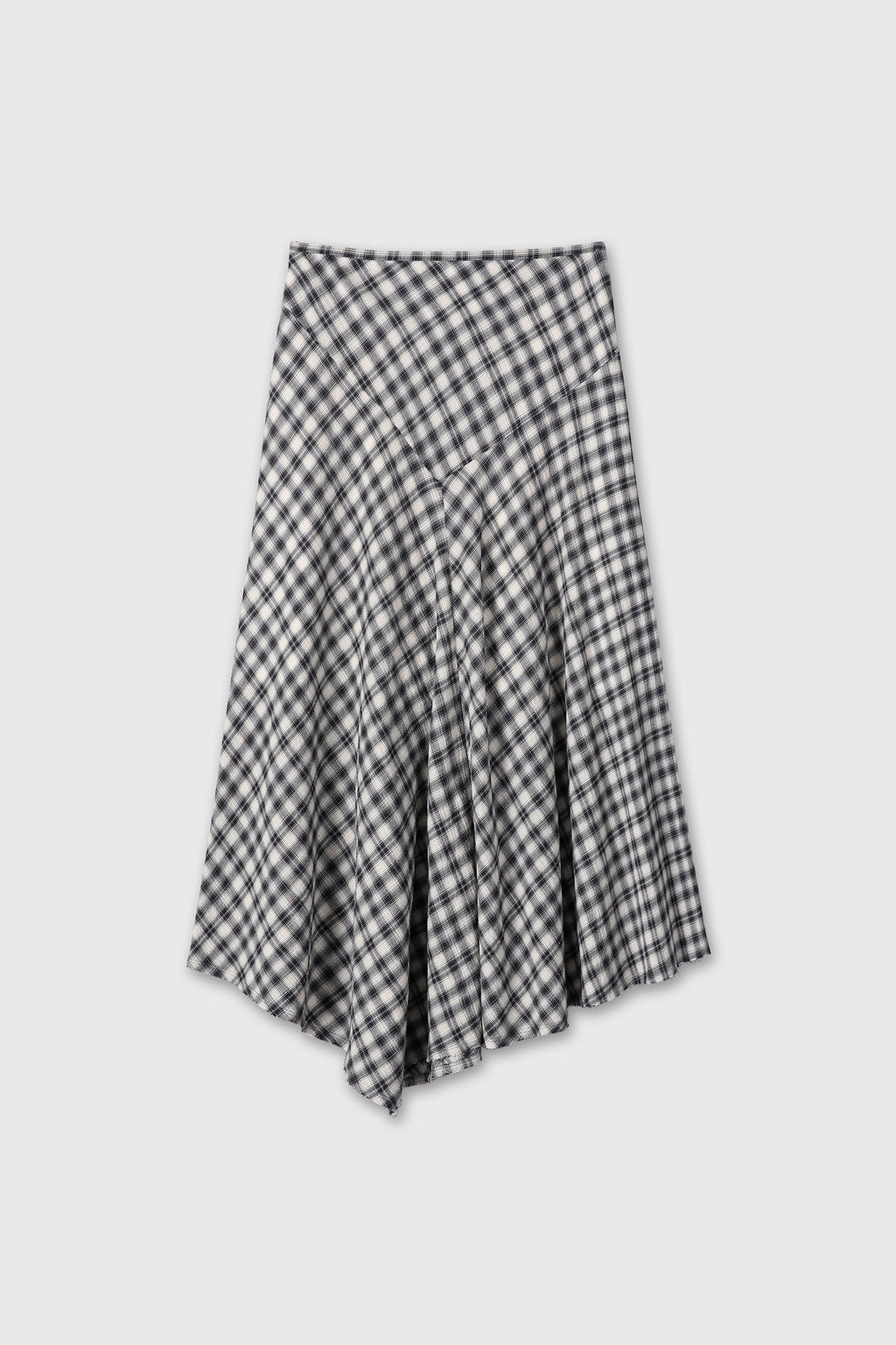 (W) COTTON CHECK PATCHWORK SKIRT_ BLACK CHECK