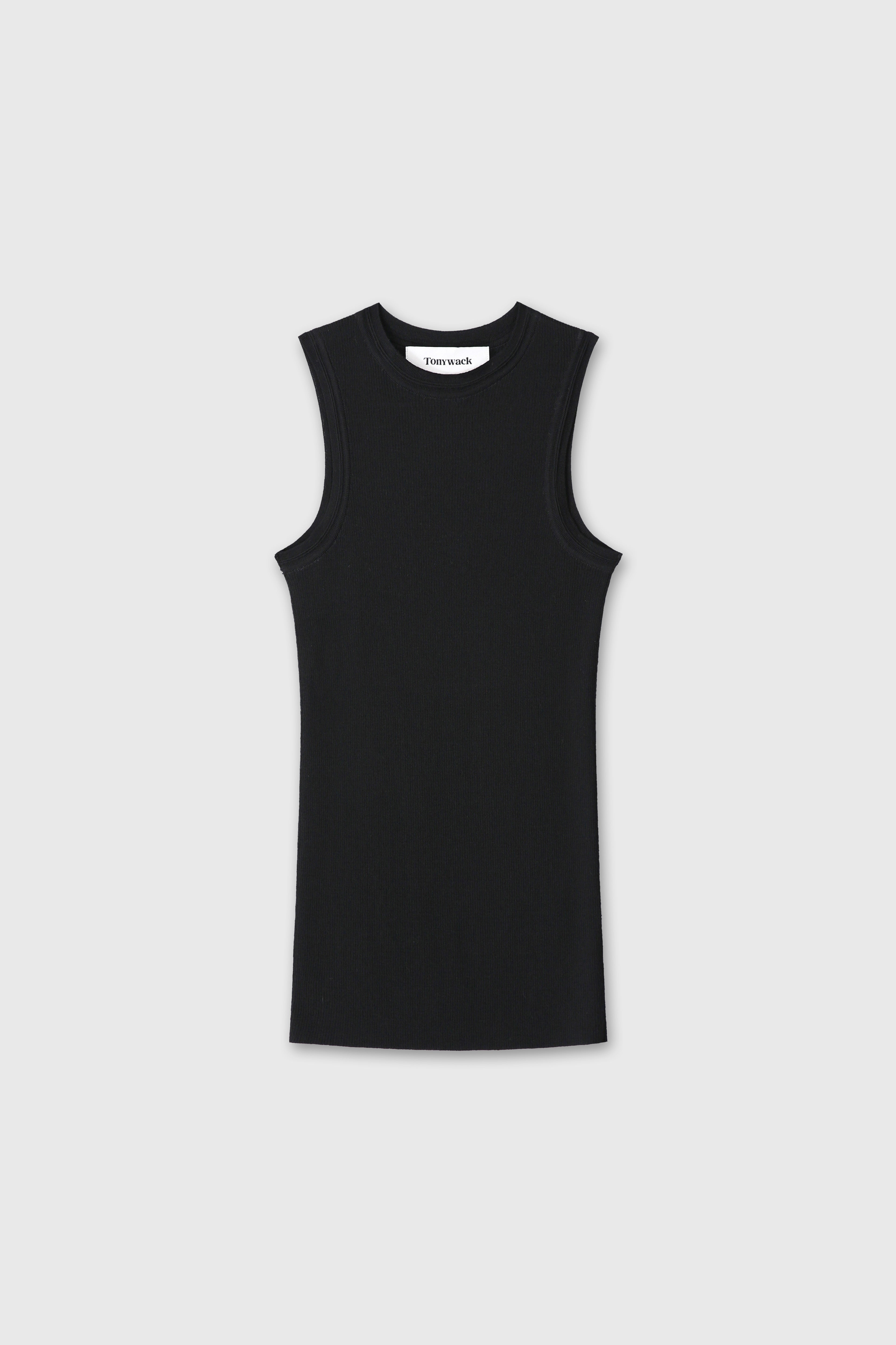 (W) WOOL CASHMERE RIBBED TANK TOP_ BLACK