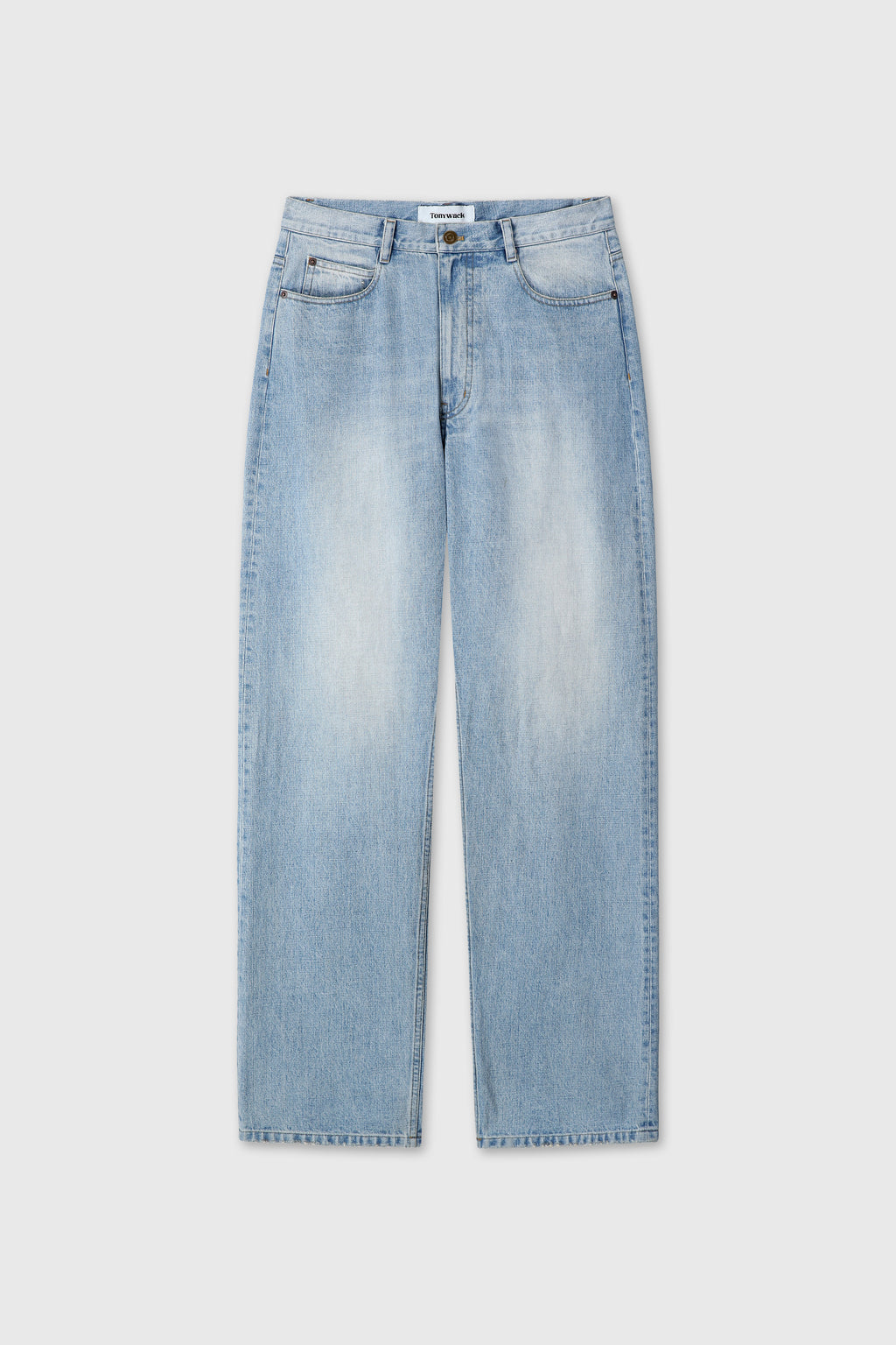 WIDE TAPERED LOW DENIM JEANS_ FADED LIGHT BLUE