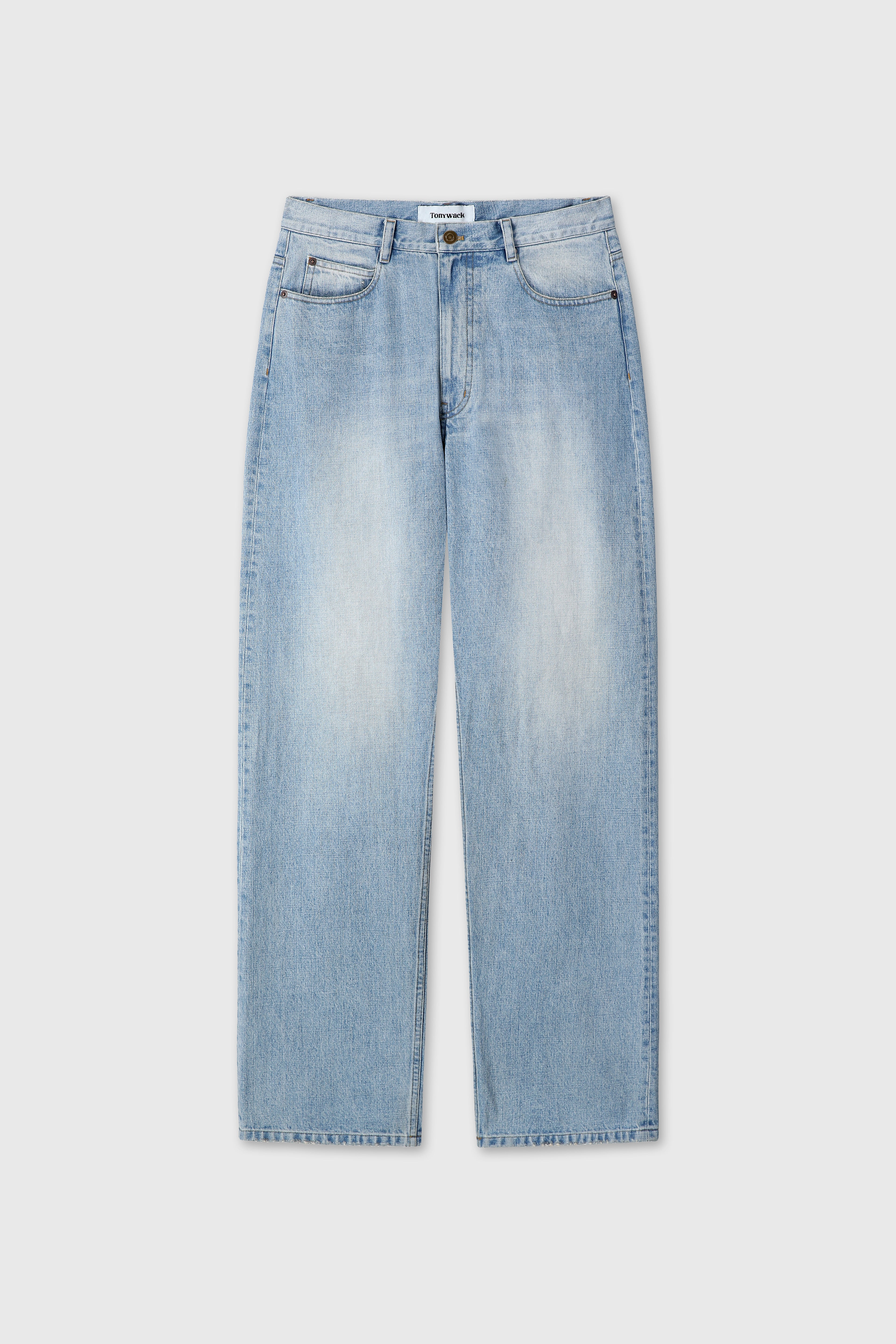 WIDE TAPERED LOW DENIM JEANS_ FADED LIGHT BLUE