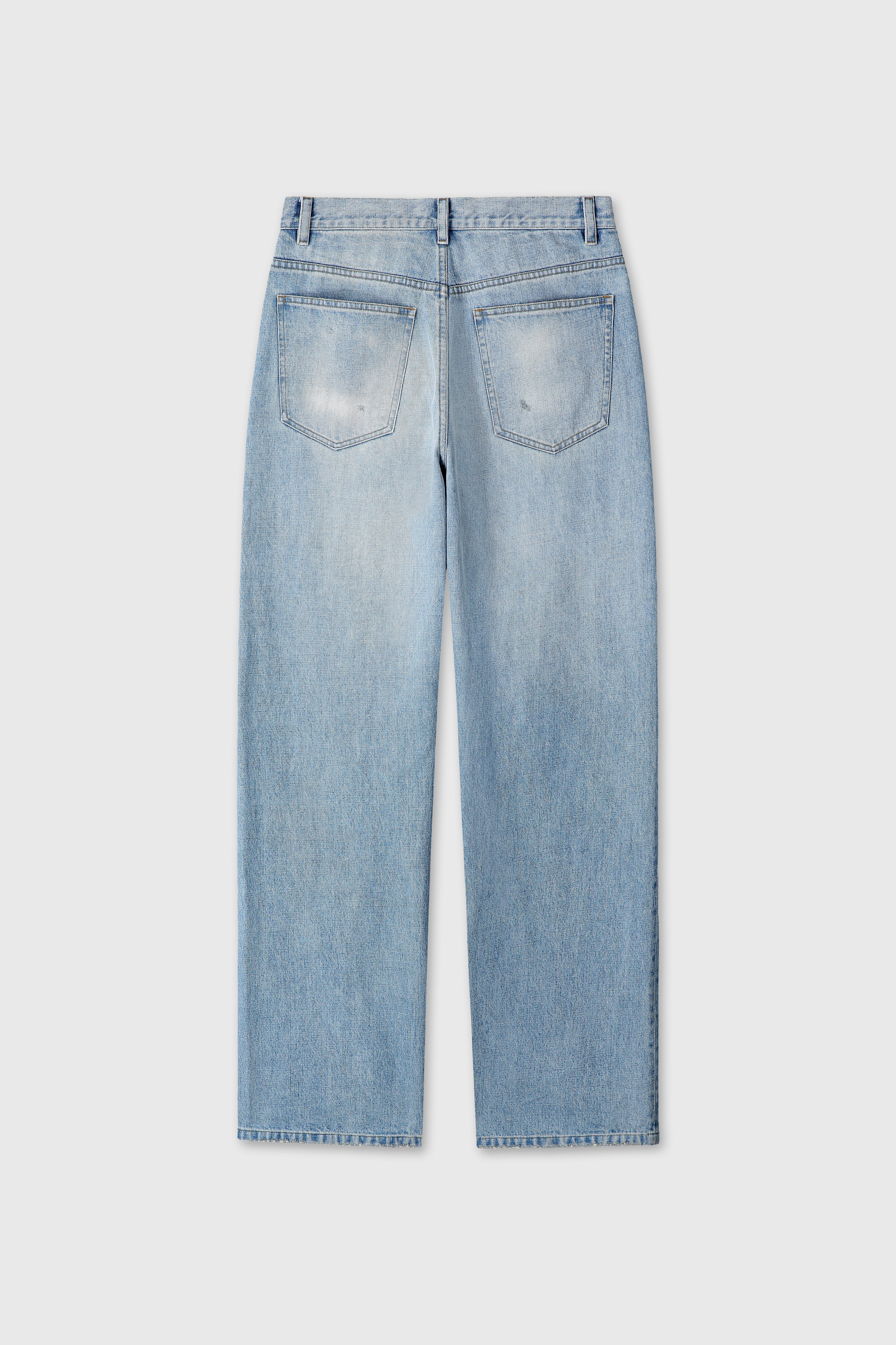 WIDE TAPERED LOW DENIM JEANS_ FADED LIGHT BLUE