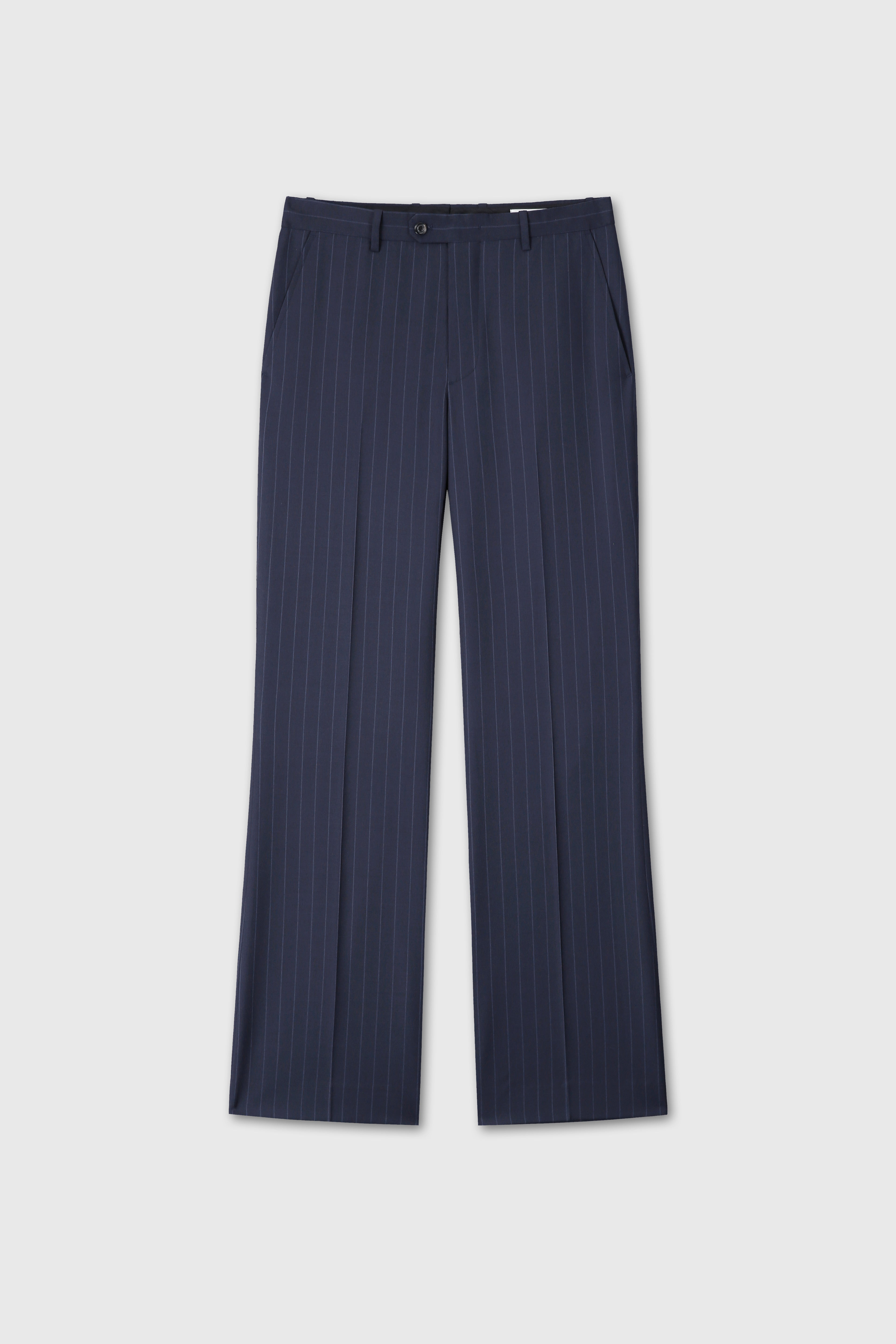 TROPICAL WOOL FLARED TROUSERS_ NAVY STRIPE
