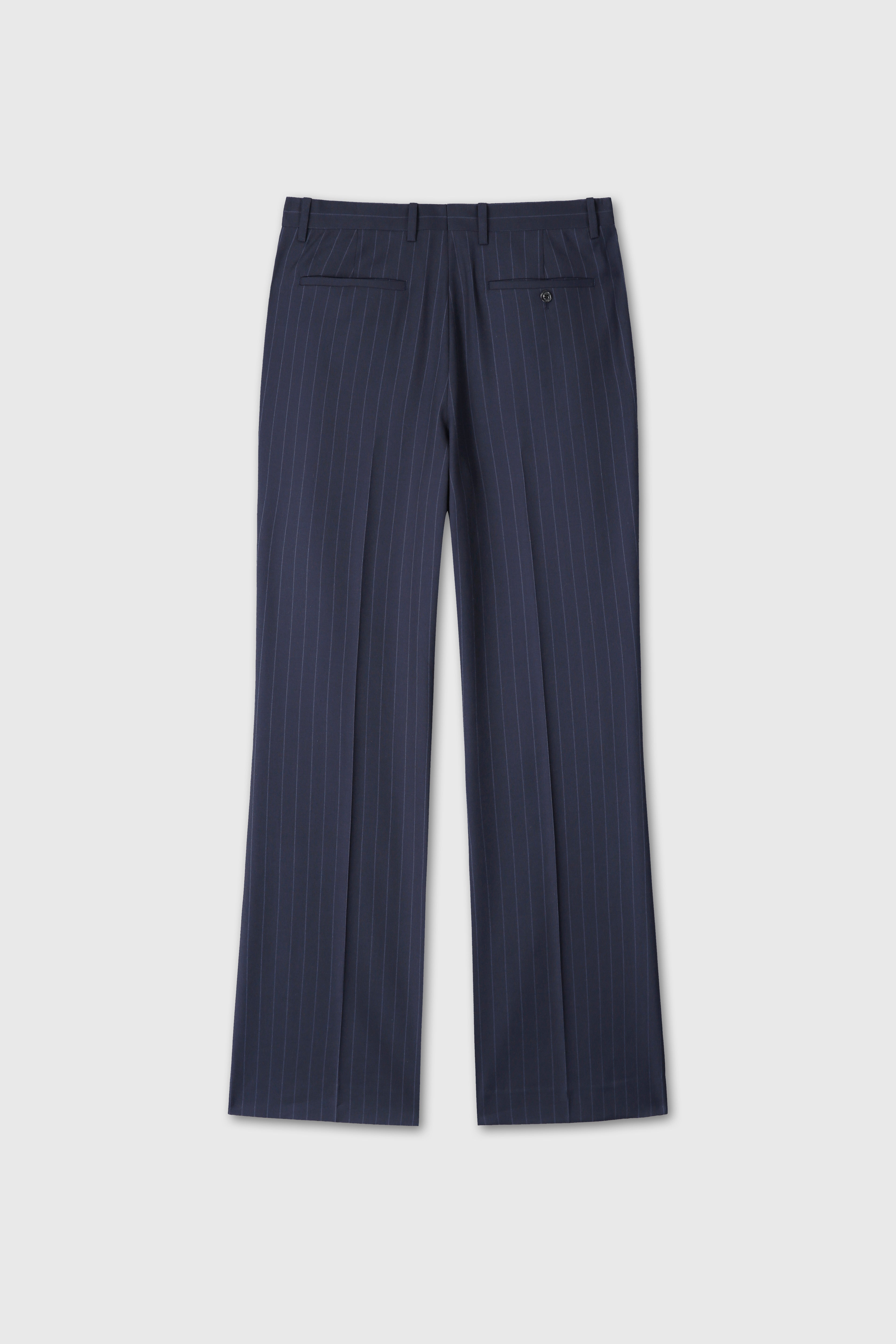 TROPICAL WOOL FLARED TROUSERS_ NAVY STRIPE