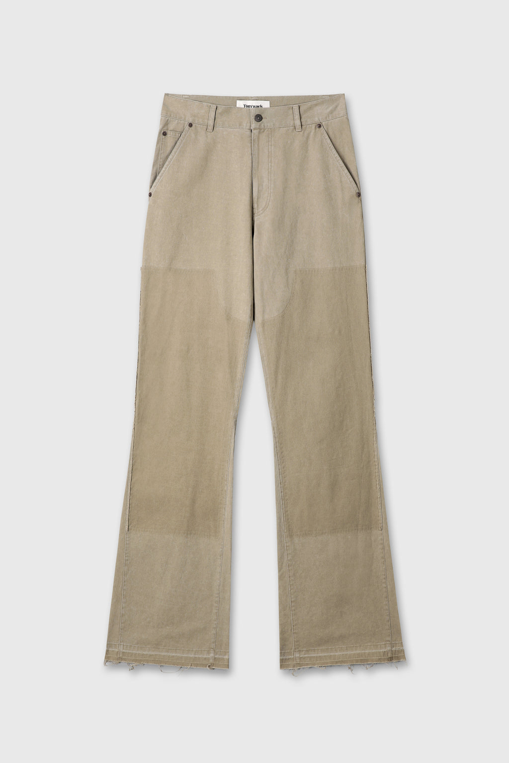 VINTAGE EFFECT FLARED CARPENTER PANTS_ FADED BEIGE