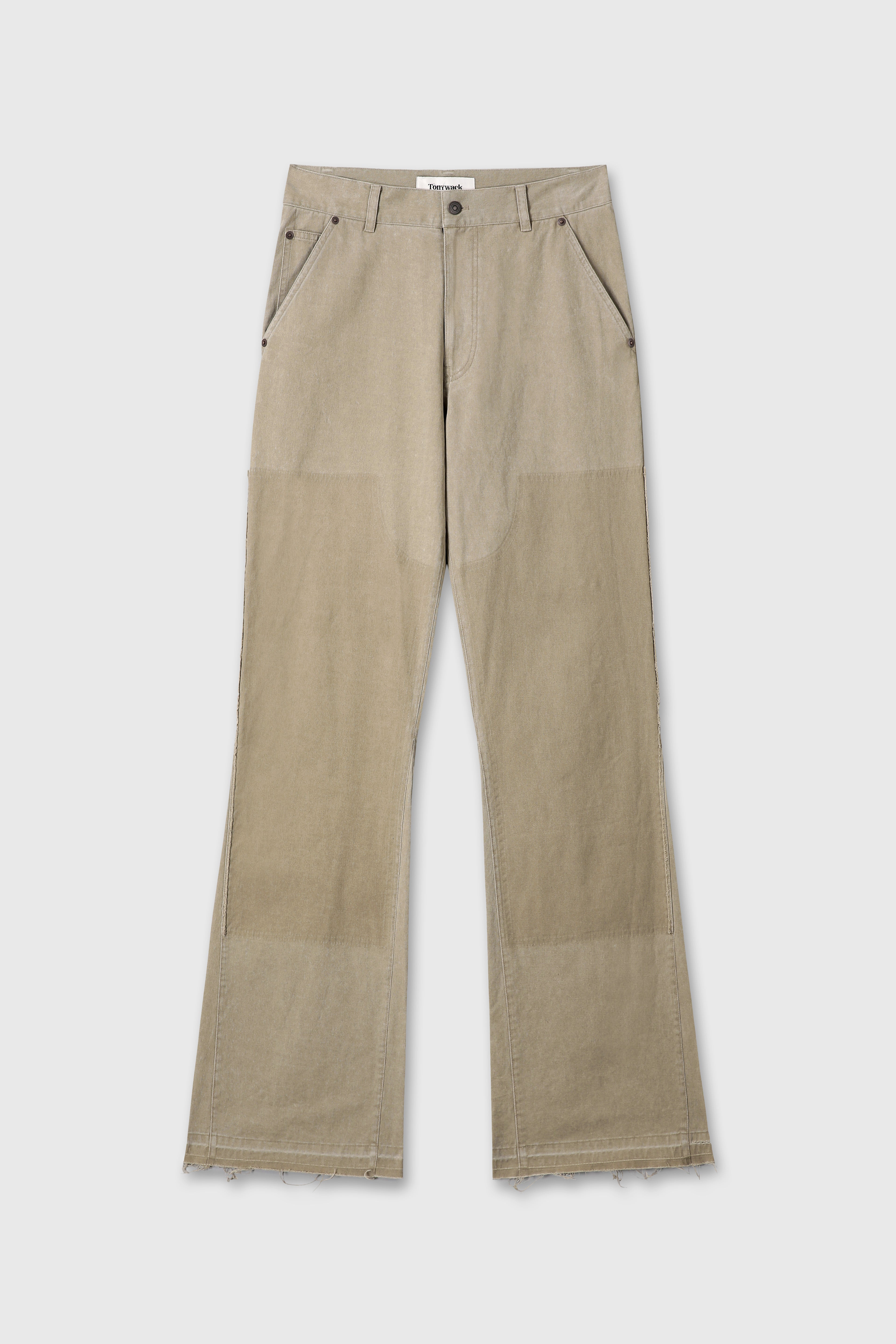 VINTAGE EFFECT FLARED CARPENTER PANTS_ FADED BEIGE