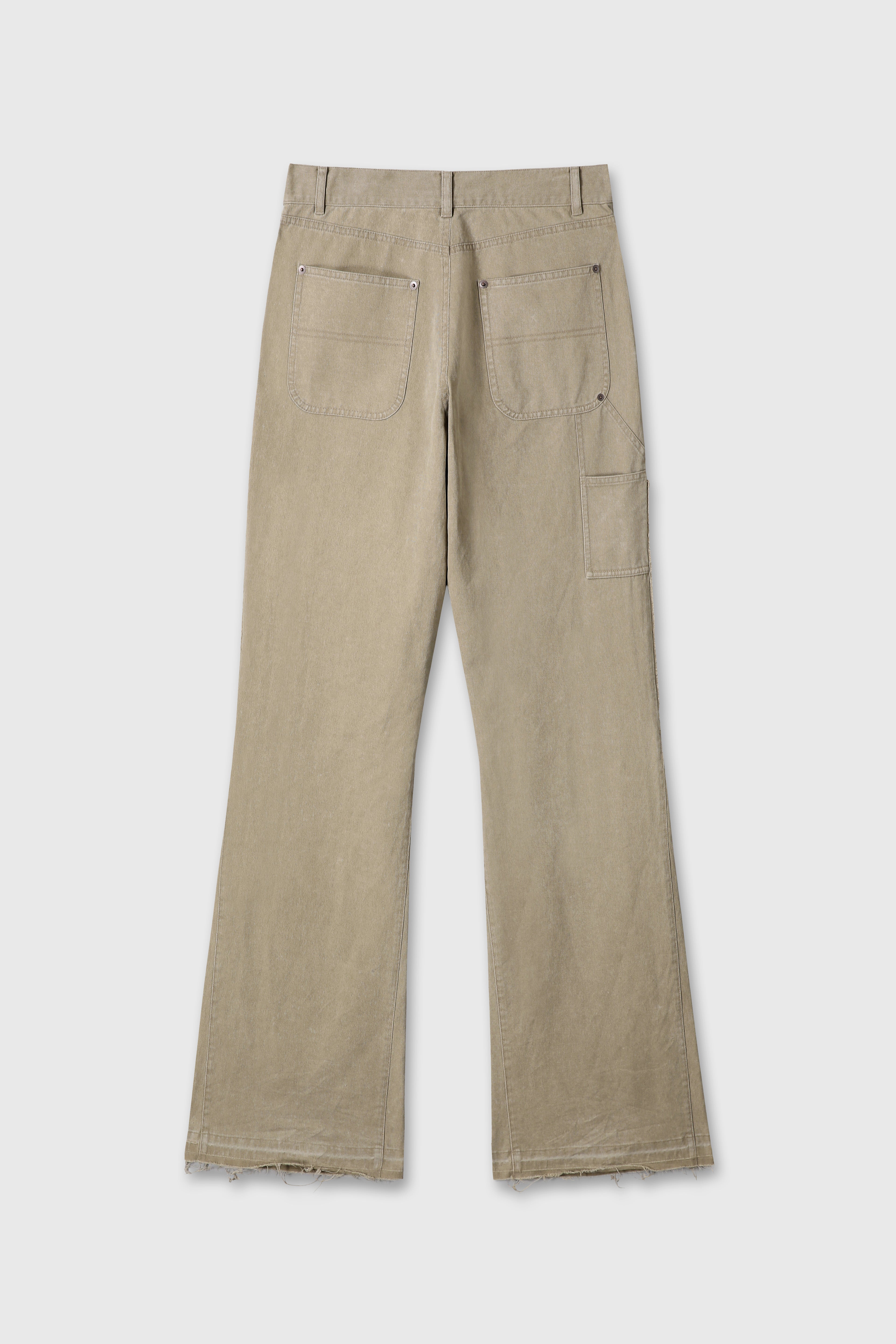 VINTAGE EFFECT FLARED CARPENTER PANTS_ FADED BEIGE