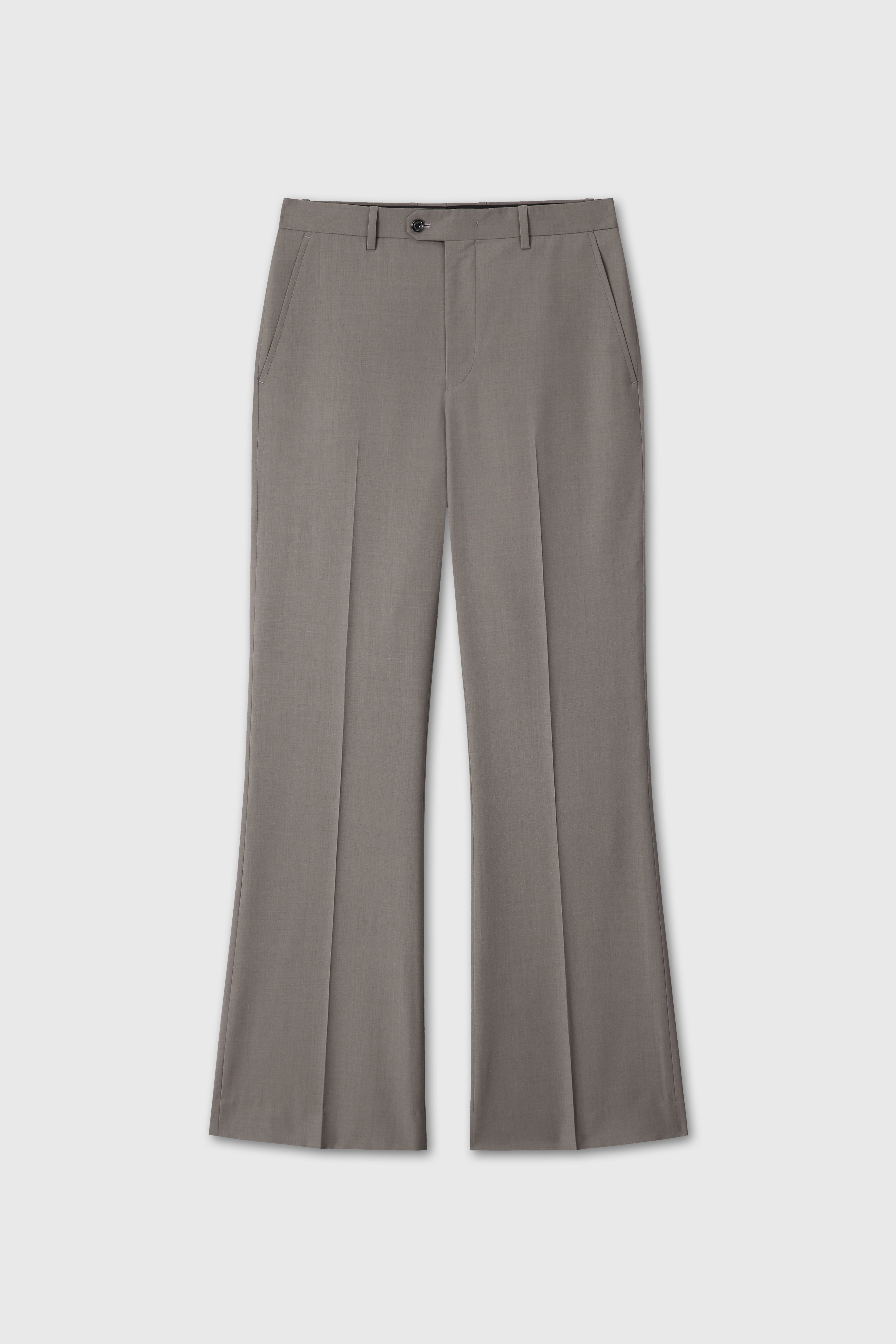 TROPICAL WOOL FLARED TROUSERS_ TAUPE