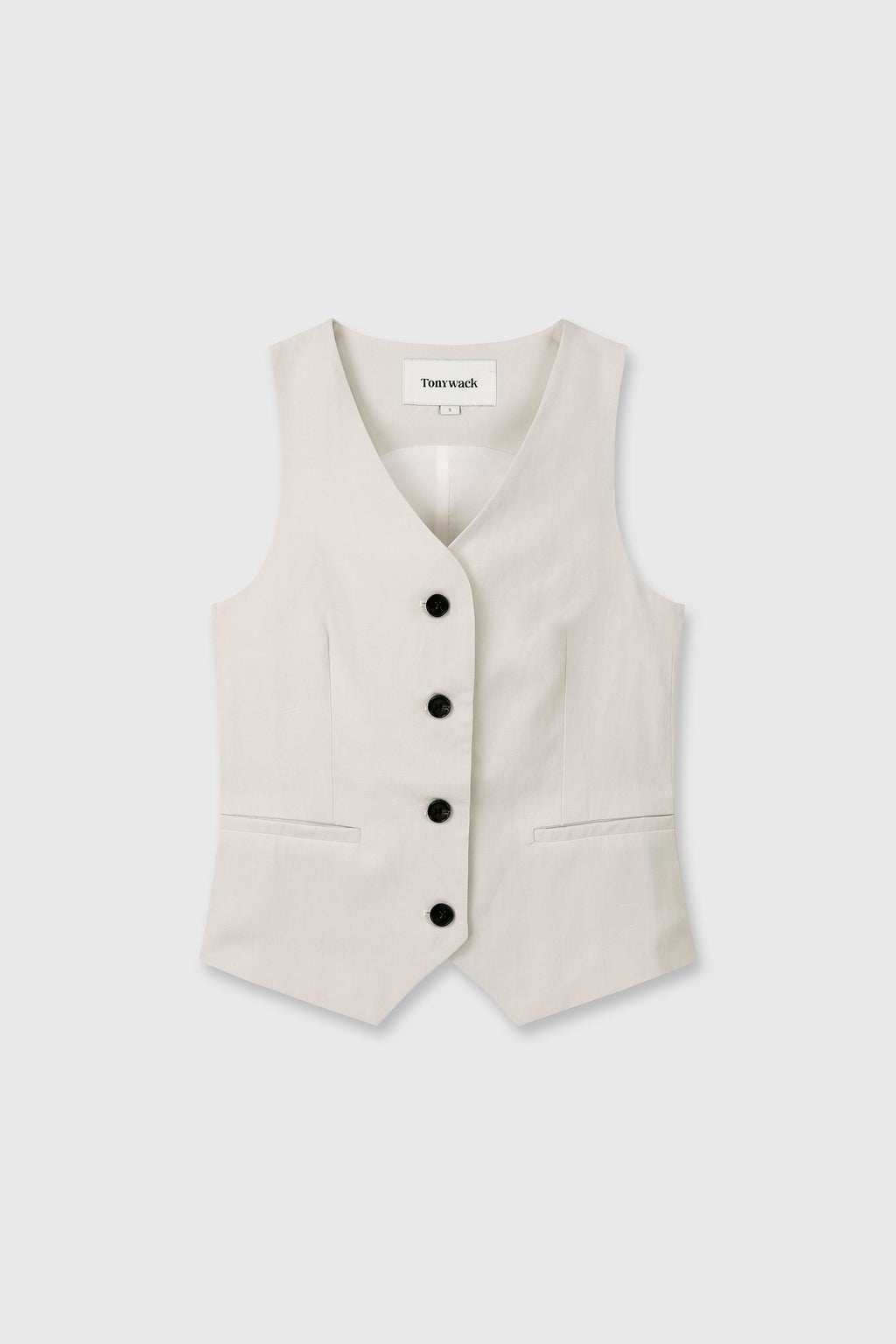 LINEN TAILORED VEST_ IVORY