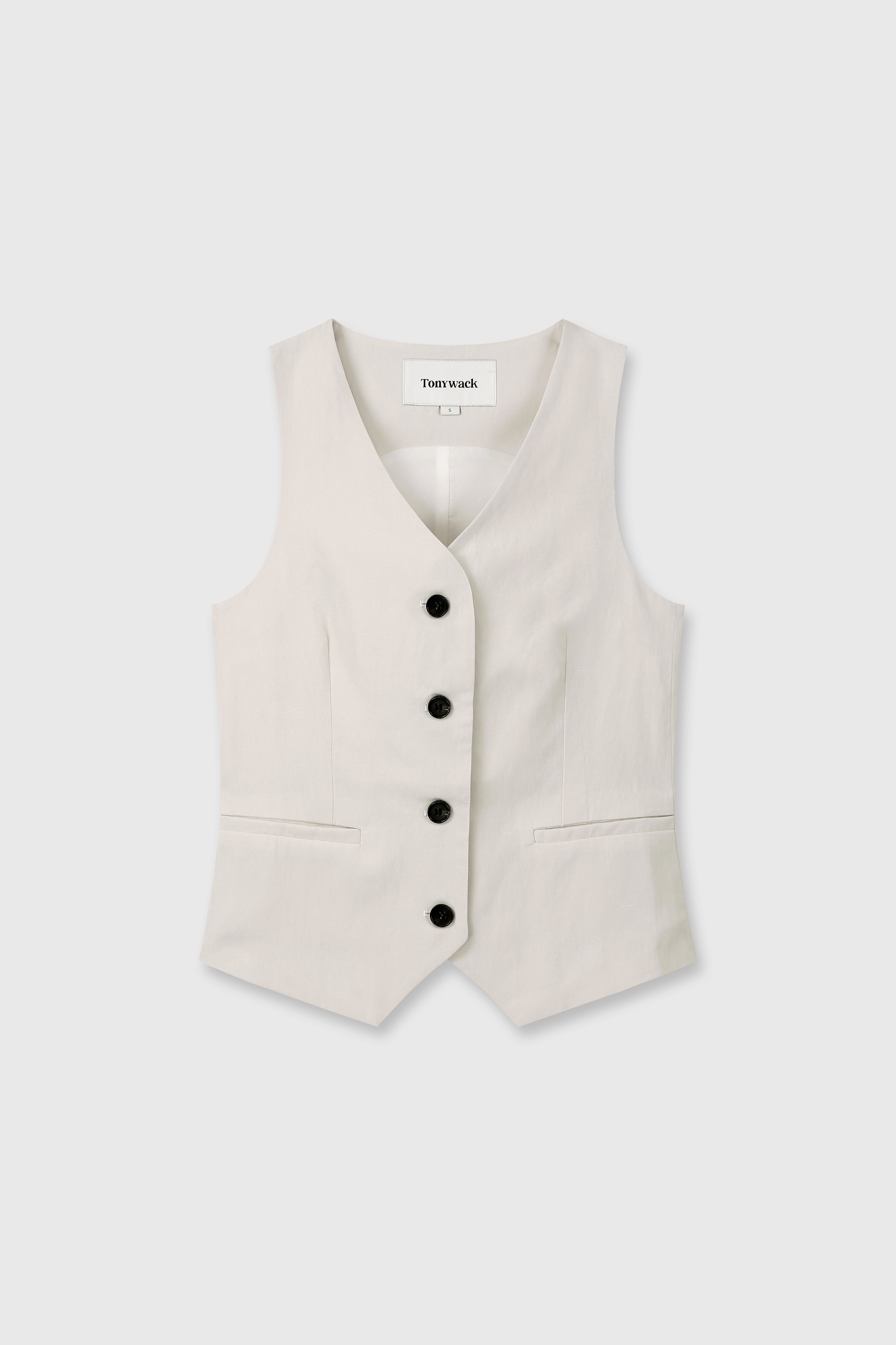 LINEN TAILORED VEST_ IVORY