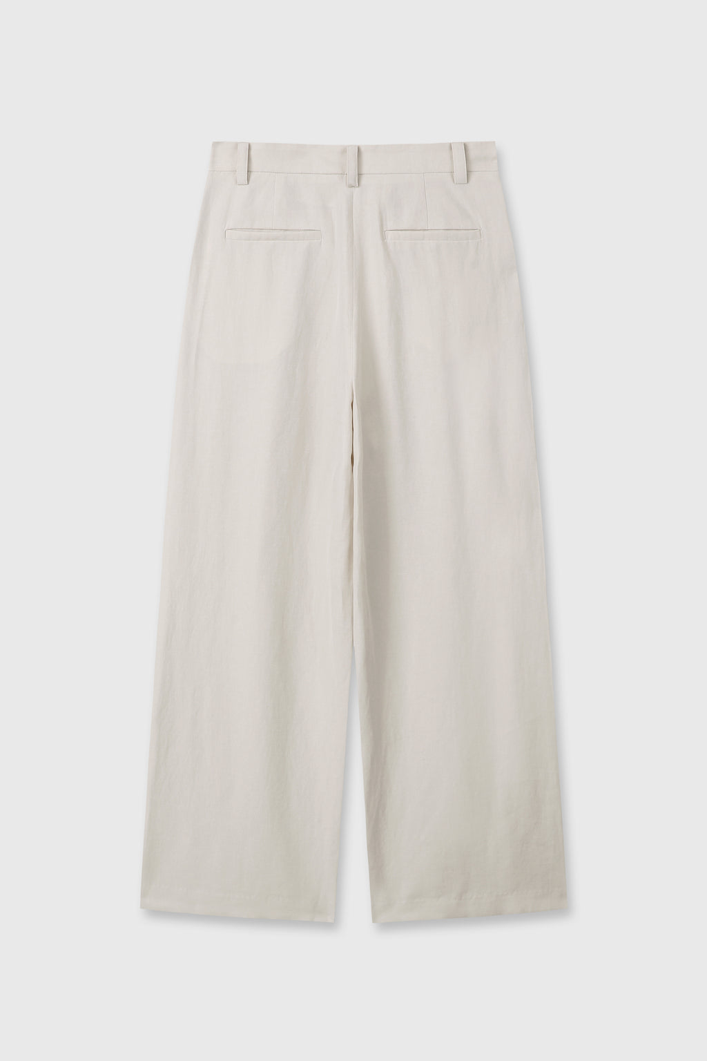 LINEN TWO PLEATS WIDE PANTS_ IVORY