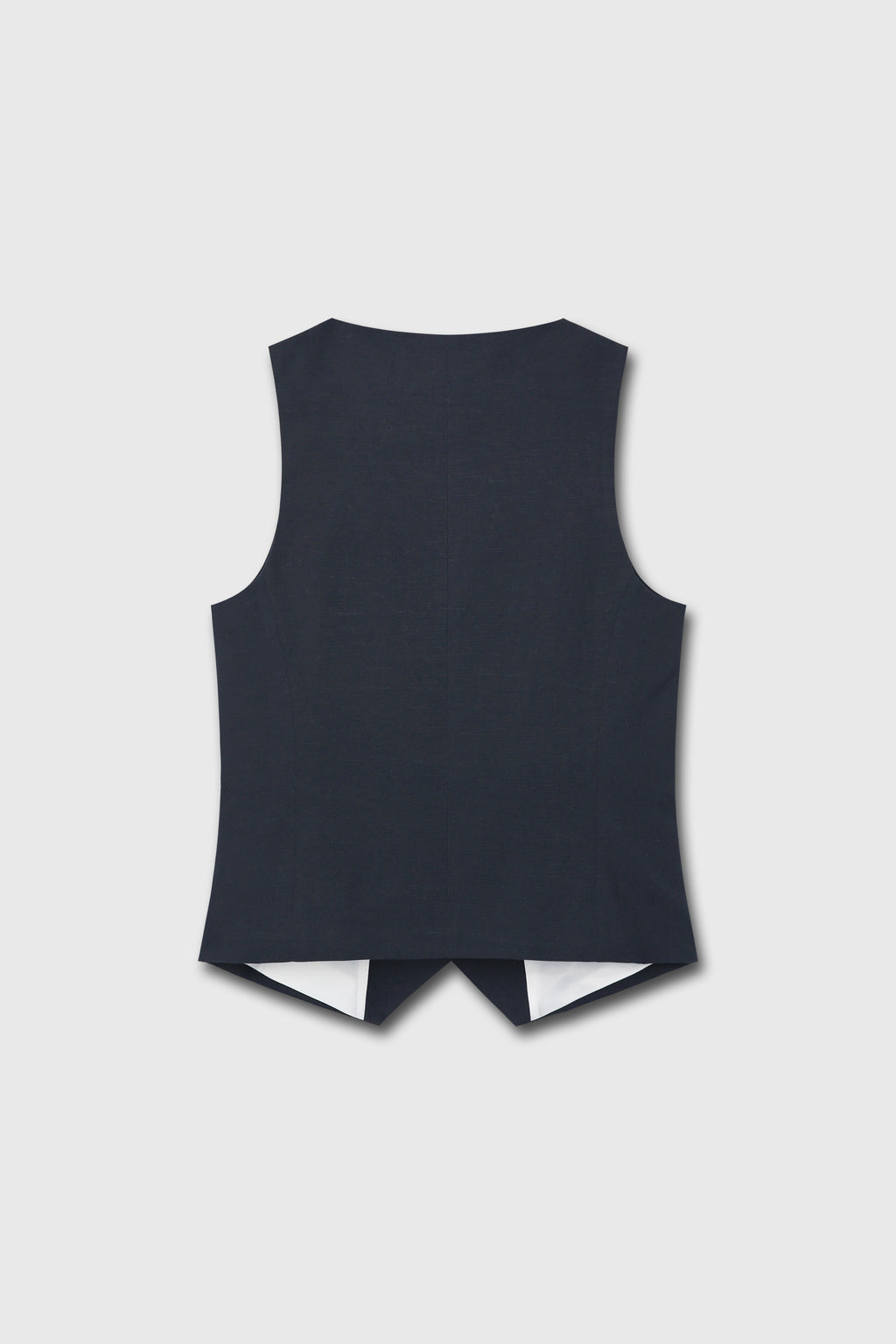 LINEN TAILORED VEST_ NAVY