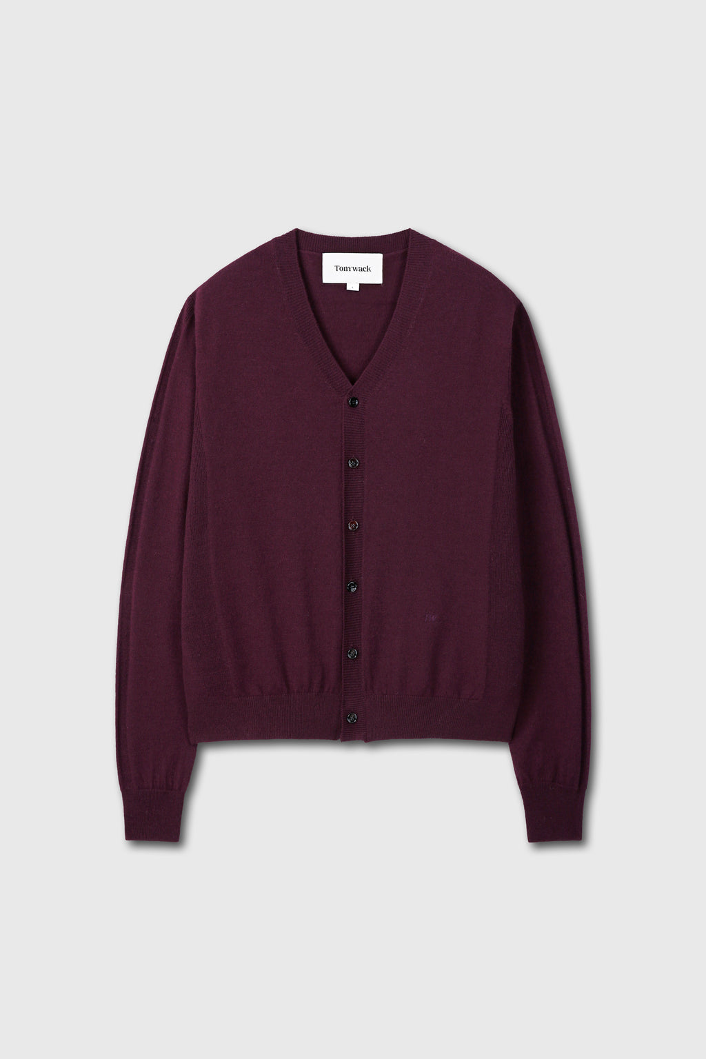 SUPER FINE MERINO WOOL KNIT CARDIGAN_ BURGUNDY