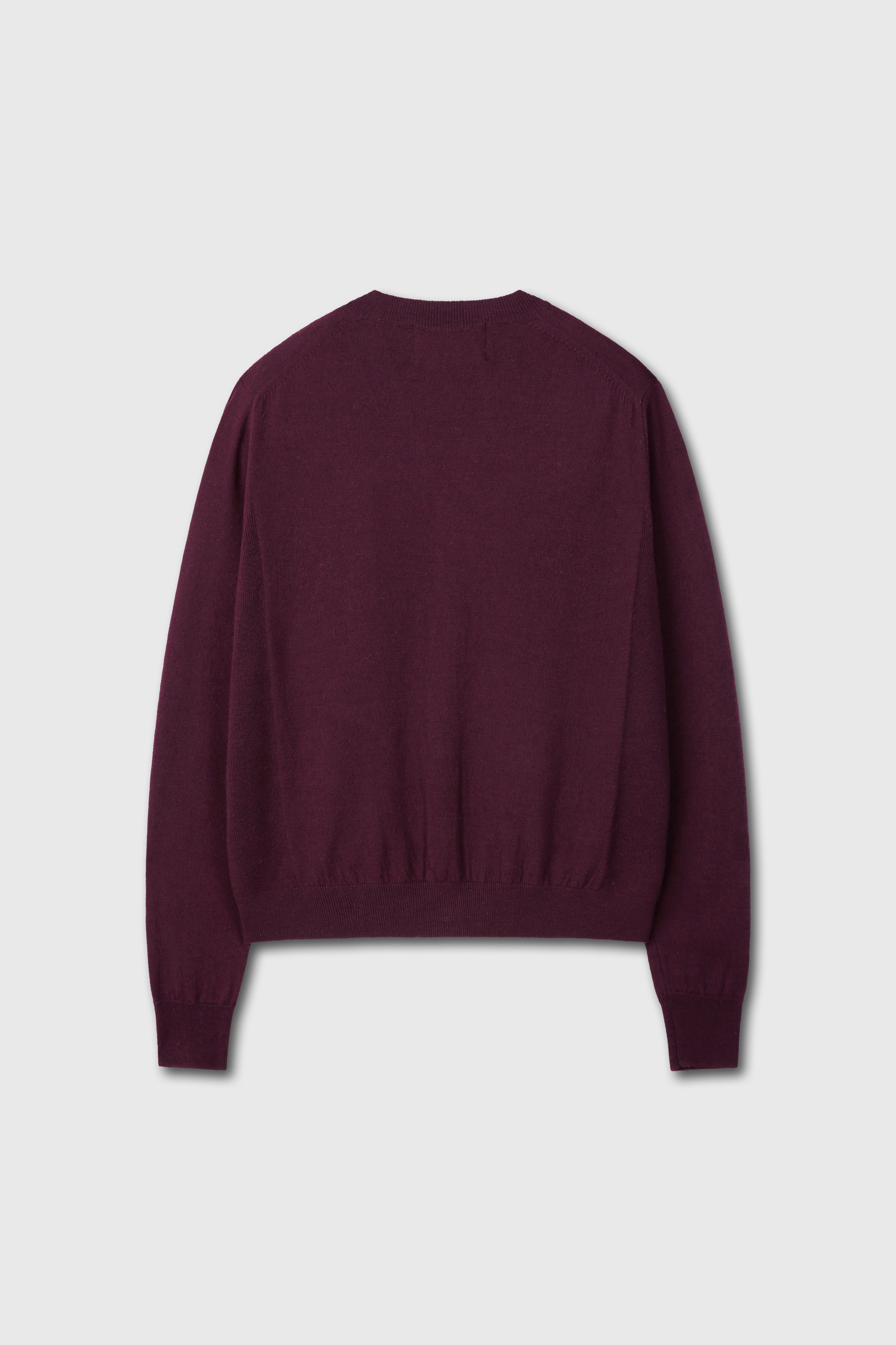 SUPER FINE MERINO WOOL KNIT CARDIGAN_ BURGUNDY