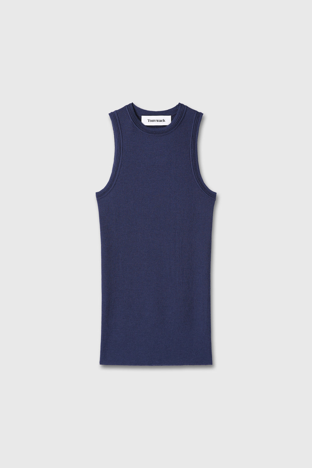 (W) WOOL CASHMERE RIBBED TANK TOP_ NAVY