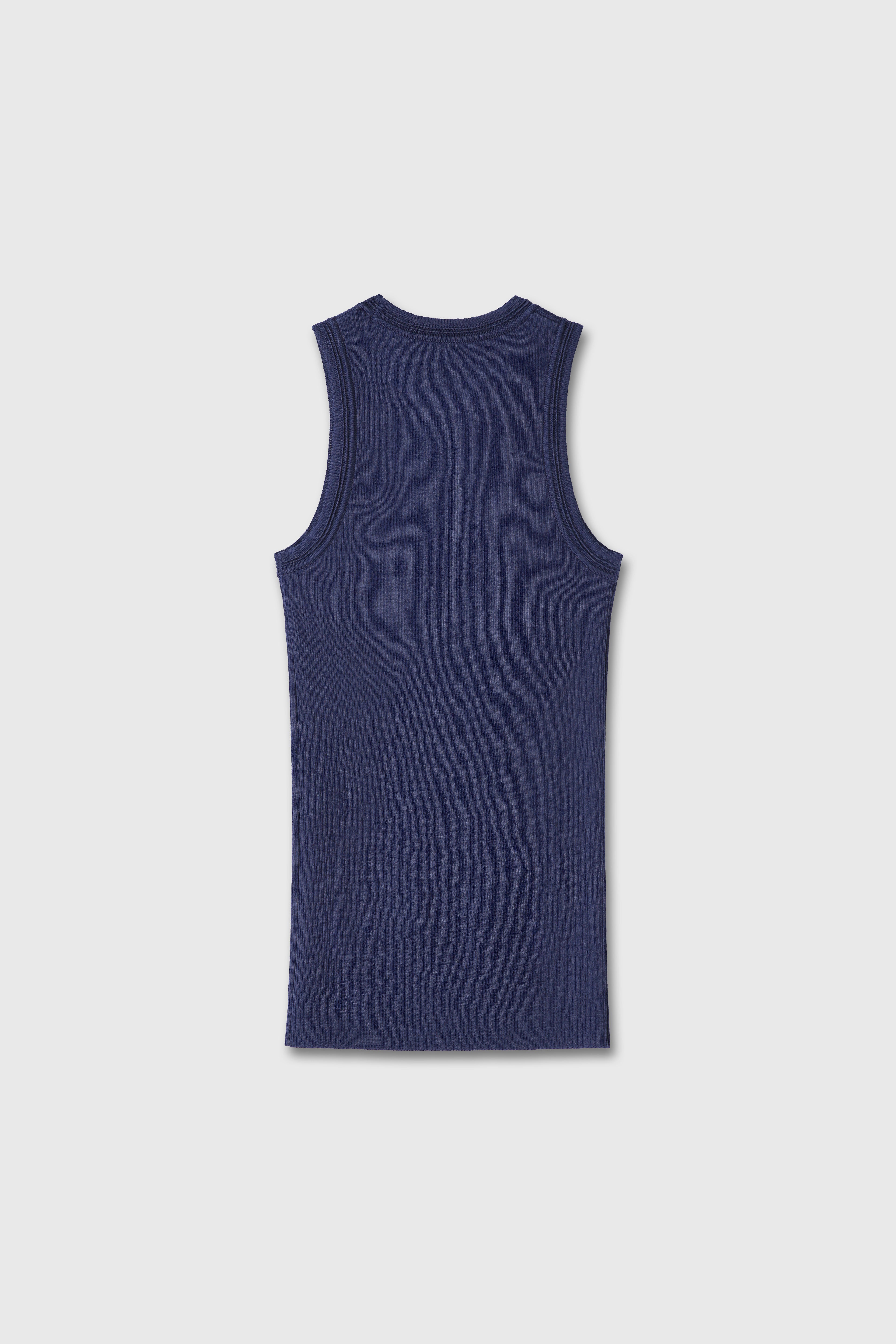 (W) WOOL CASHMERE RIBBED TANK TOP_ NAVY