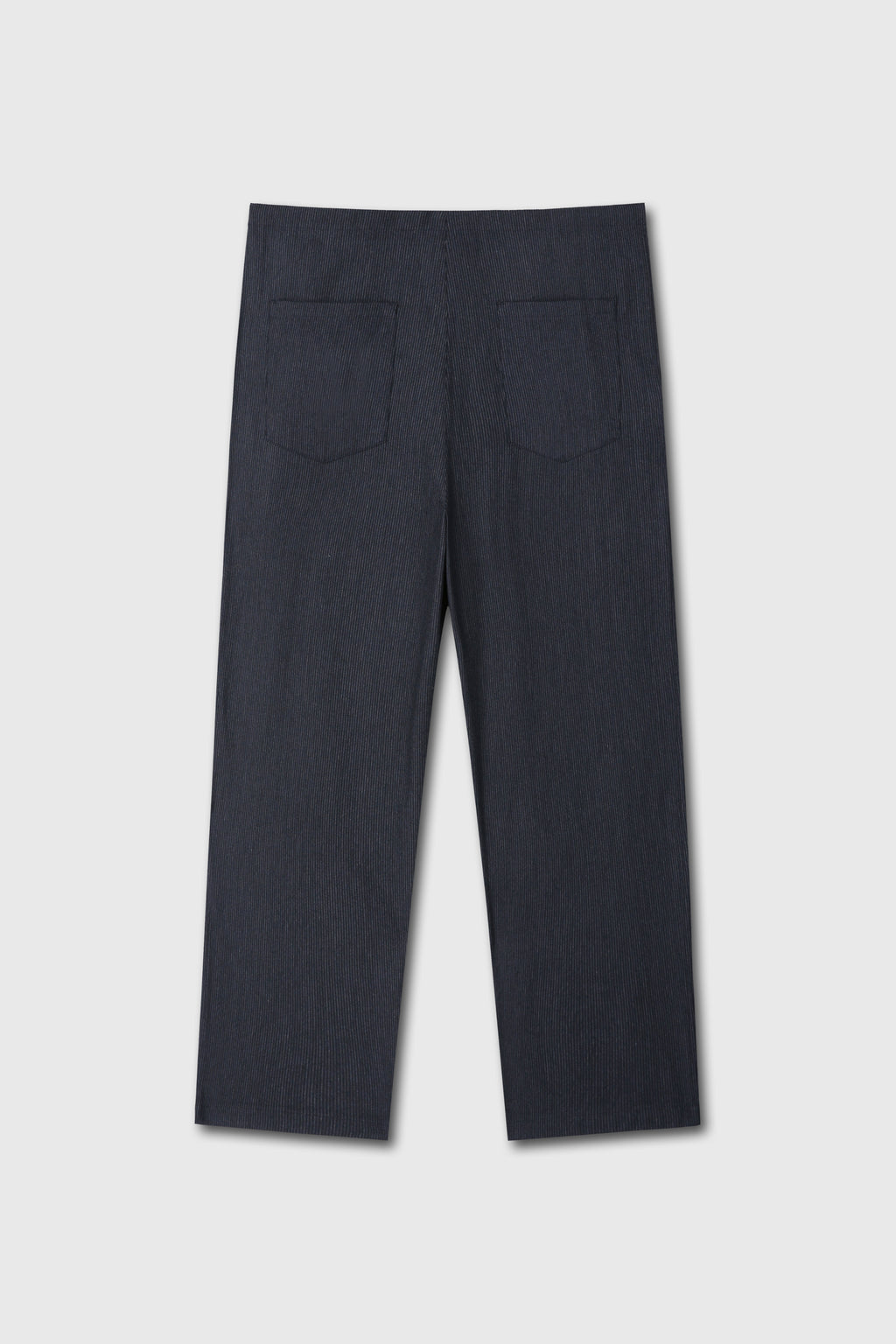 LIGHT WOOL COTTON DRAWSTRING TROUSERS_ NAVY STRIPE