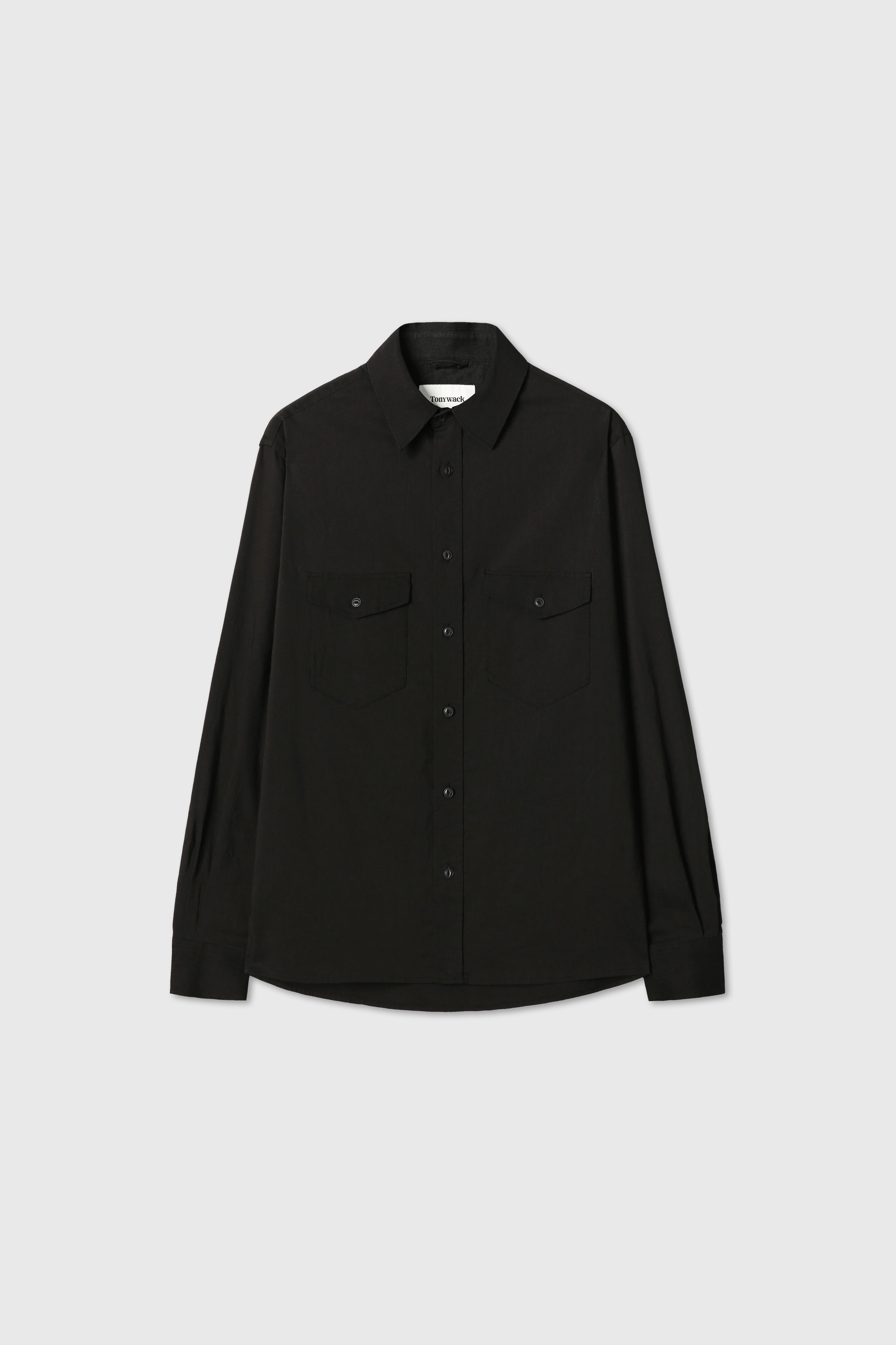 Soft Brushed C/R Western Shirt_ Midnight Black