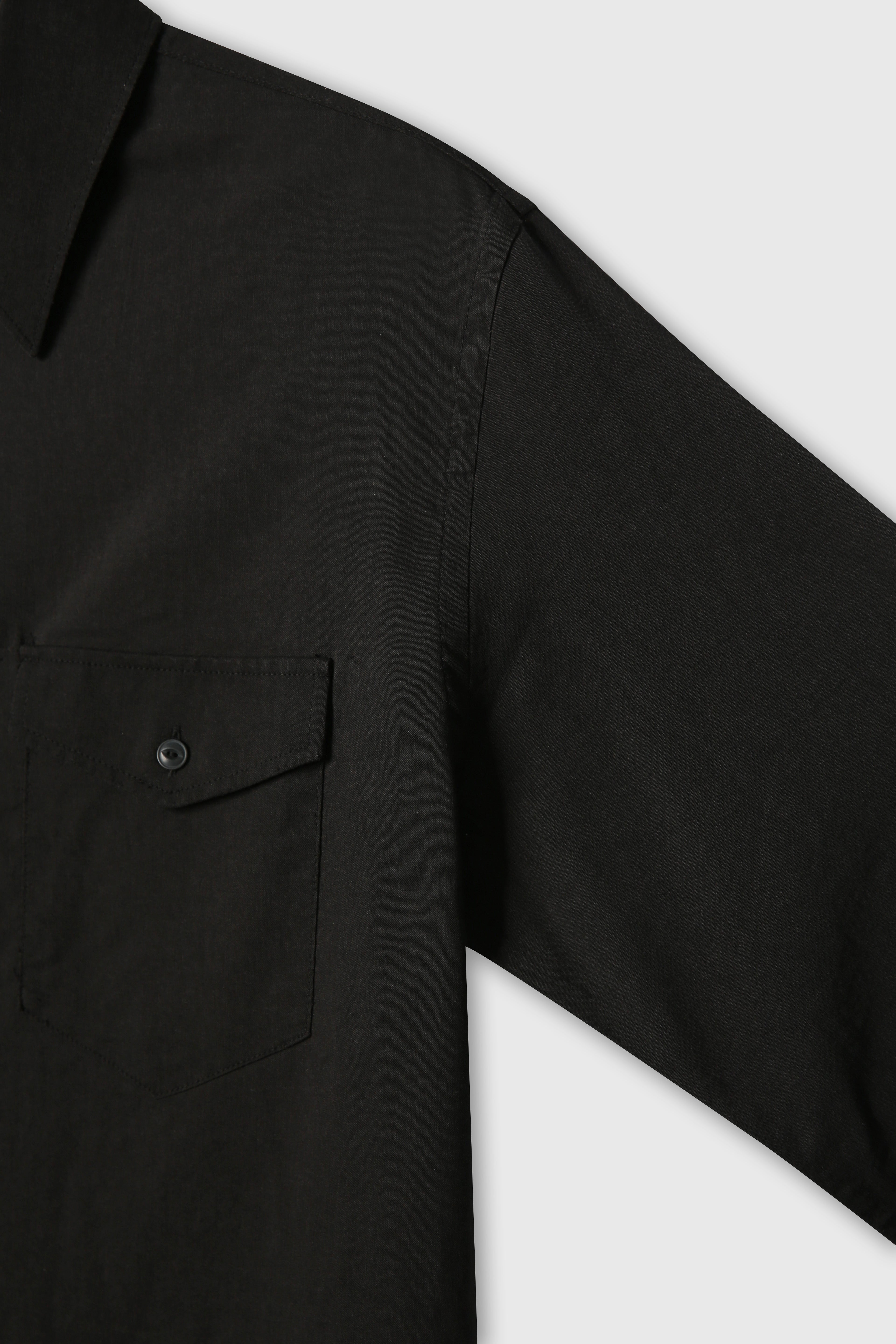 Soft Brushed C/R Western Shirt_ Midnight Black