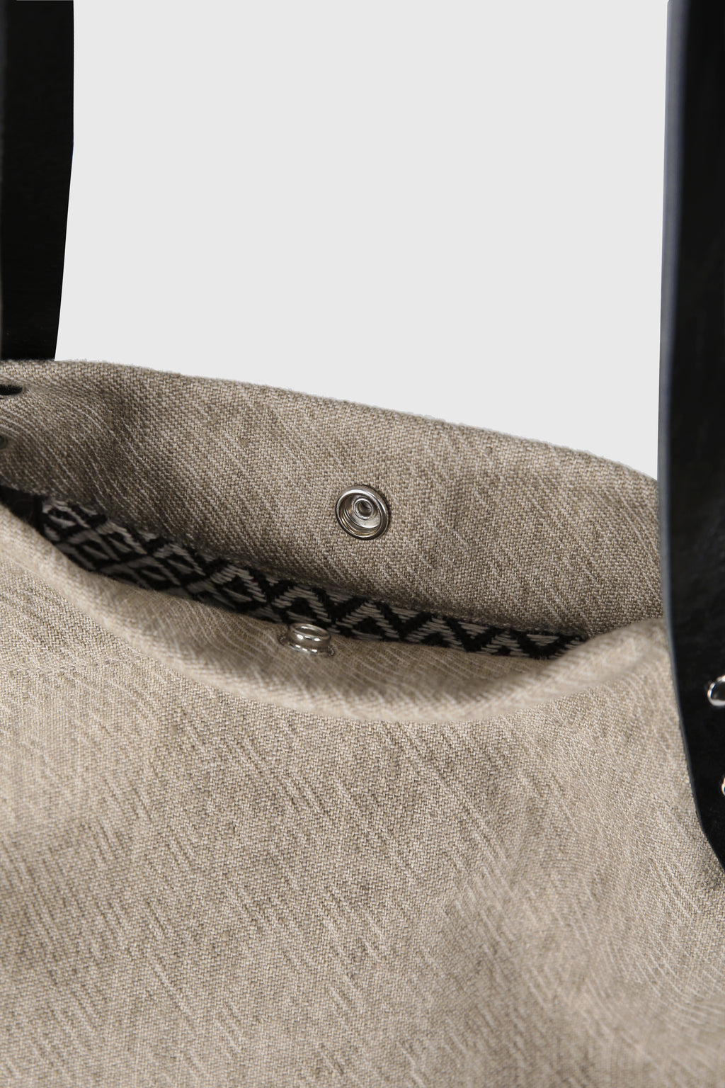 LEATHER HANDLE CANVAS TOTE BAG_ BEIGE KHAKI